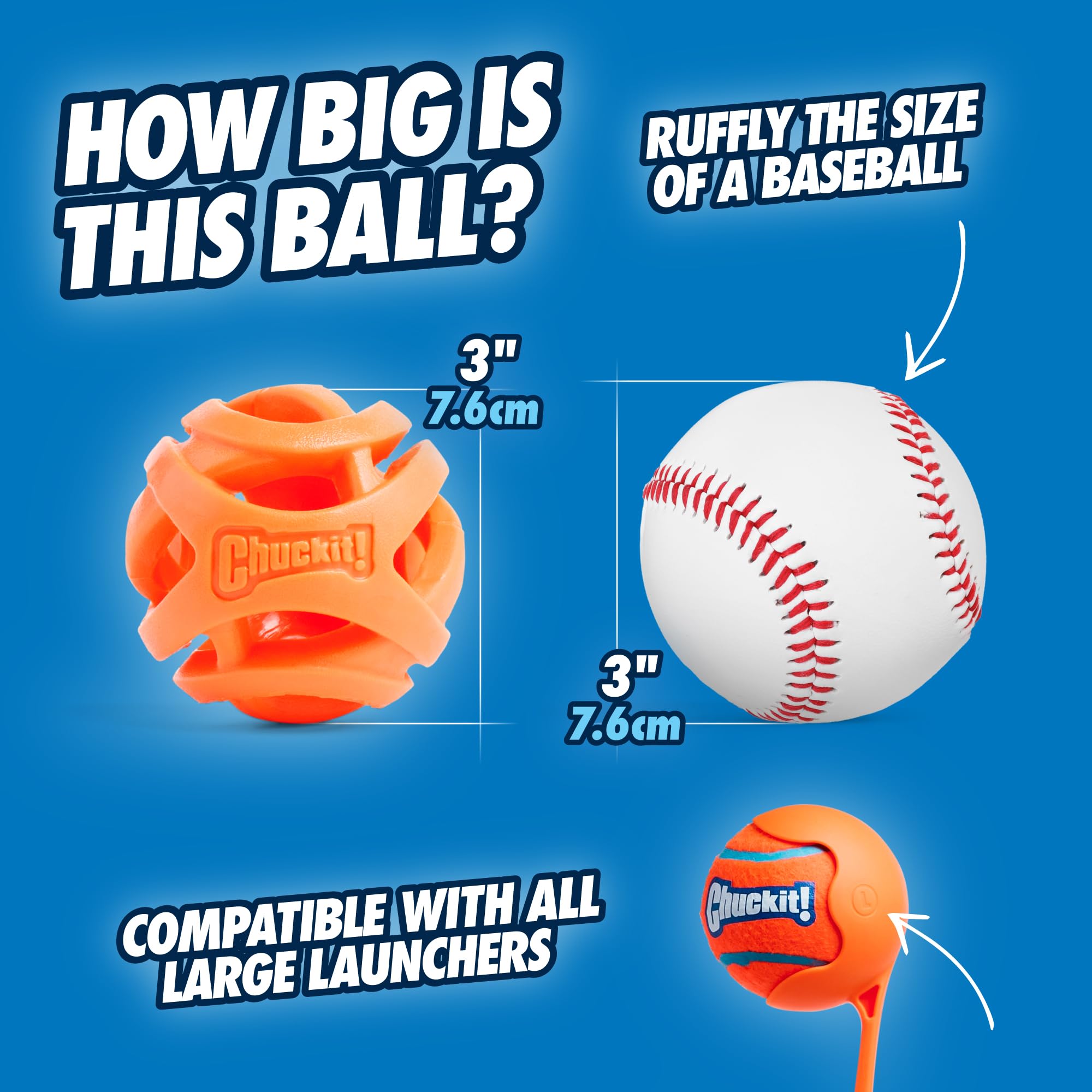 Chuckit! Air Fetch Ball Dog Toy - Size Large - For Dogs 60-100 Lbs - Bouncy And Durable - Hollow Design - 3-Inch Diameter - Pack Of 1