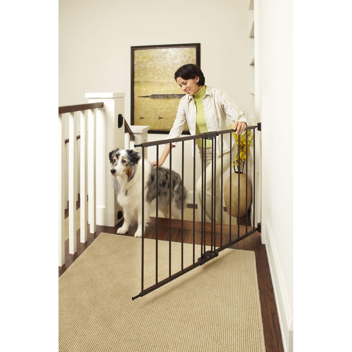 North States Mypet Windsor Walk Thru Pet Gate: 28.68' - 47.85' Wide Dog Gate. Hardware Mount, Dog Gates For The House, Cat Gate For Doorway. 31' Tall, Matte Bronze