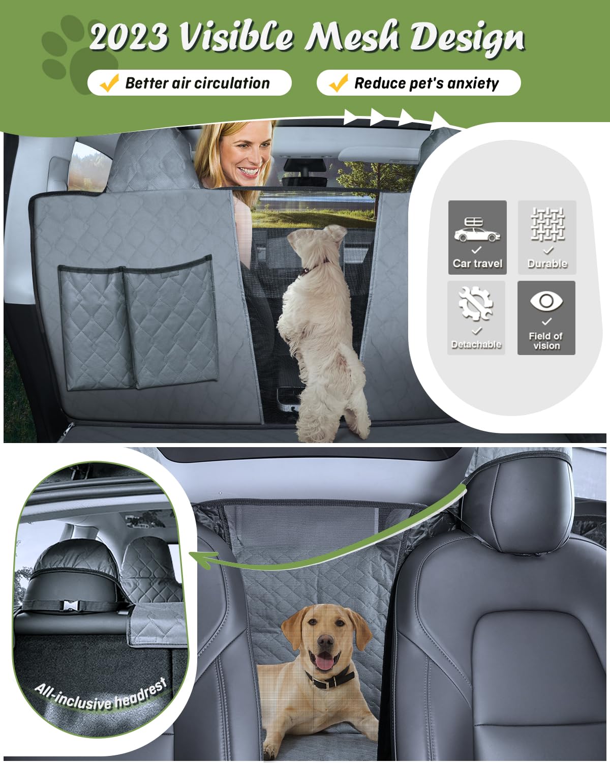 Shademax Custom For Tesla Model Y Dog Car Seat Cover For Back Seat, Dog Back Seat Pet Mat Protector With Pockets For Model Y Acc