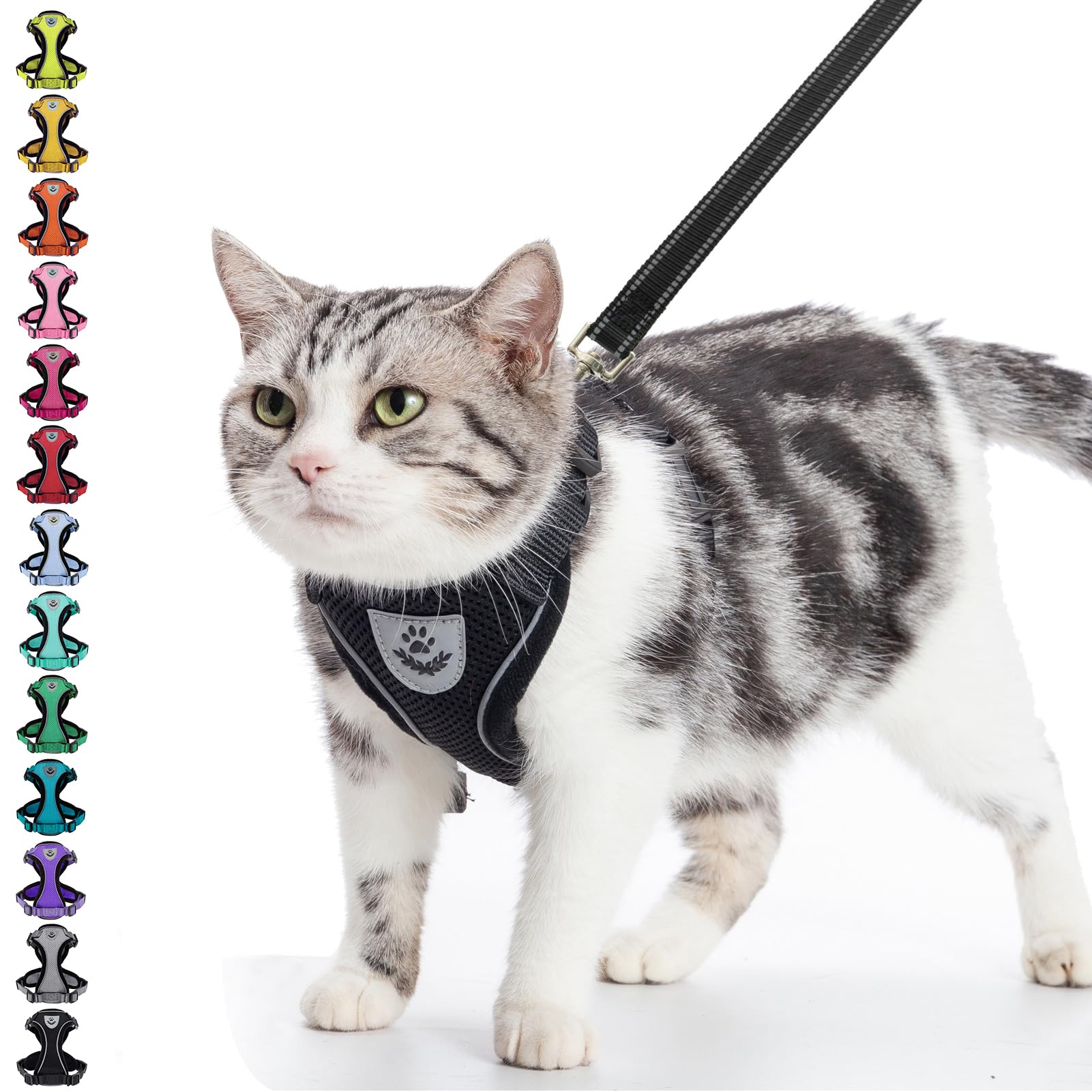 Pupteck Reflective Cat Harness And Leash Set Escape Proof - Pet Vest Harness For Cats Small Dogs Rabbits Bunny Adjustable Travel Walking Outside