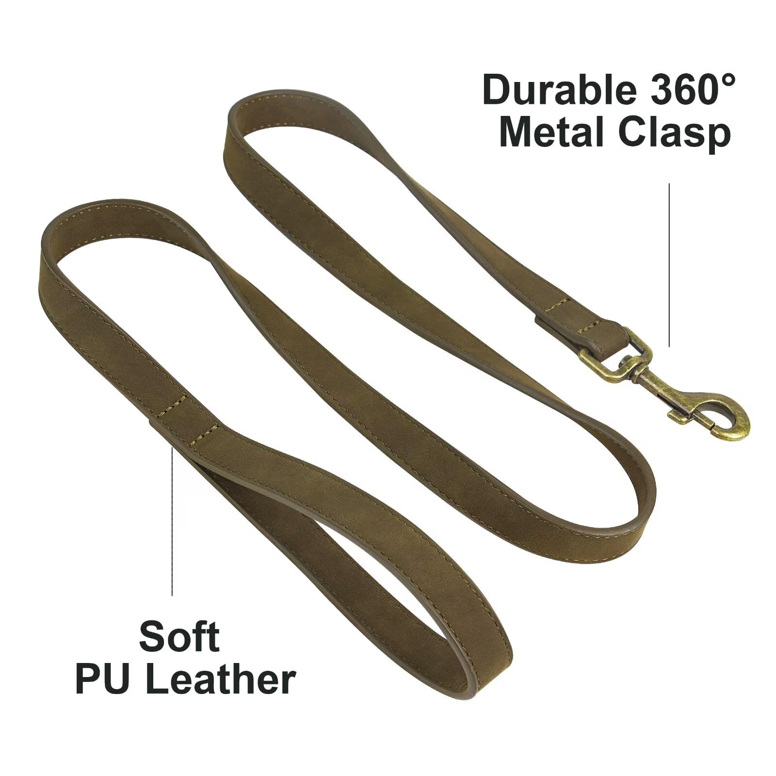 Didog Leather Dog Leash, Colorful Heavy Duty Dog Leash 4Ft, Strong And Durable Faux Leather Lead, Walking And Training Lead For