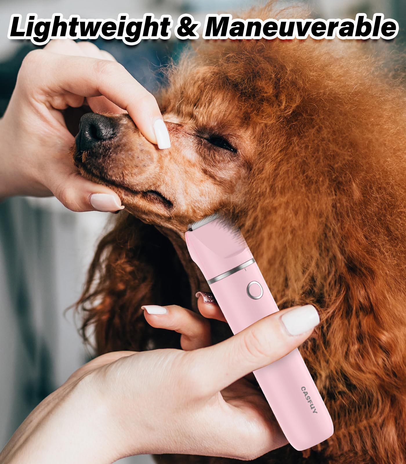 Casfuy Cordless Dog Paw Trimmer - Low Noise Small Dog Clippers with Double Blades USB Rechargeable Grooming Clipper for Dogs Cat