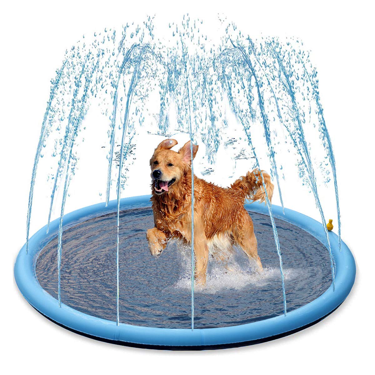 Splash Sprinkler Pad For Dogs - 59'' Thicken Dogs Pet Swimming Pool Bathtub, 2023 New Packaging Pet Summer Backyard Playset & Wa