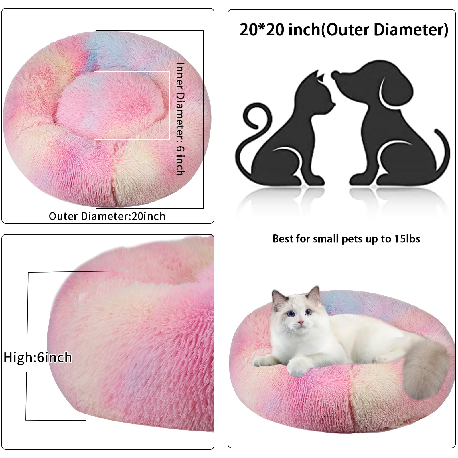 Nisrada Cat Beds For Indoor Cats,20 Inch Dog Bed For Small Melium Large Dogs, Washable-Round Pet Bed For Puppy And Kitten With Slip-Resistant Bottom