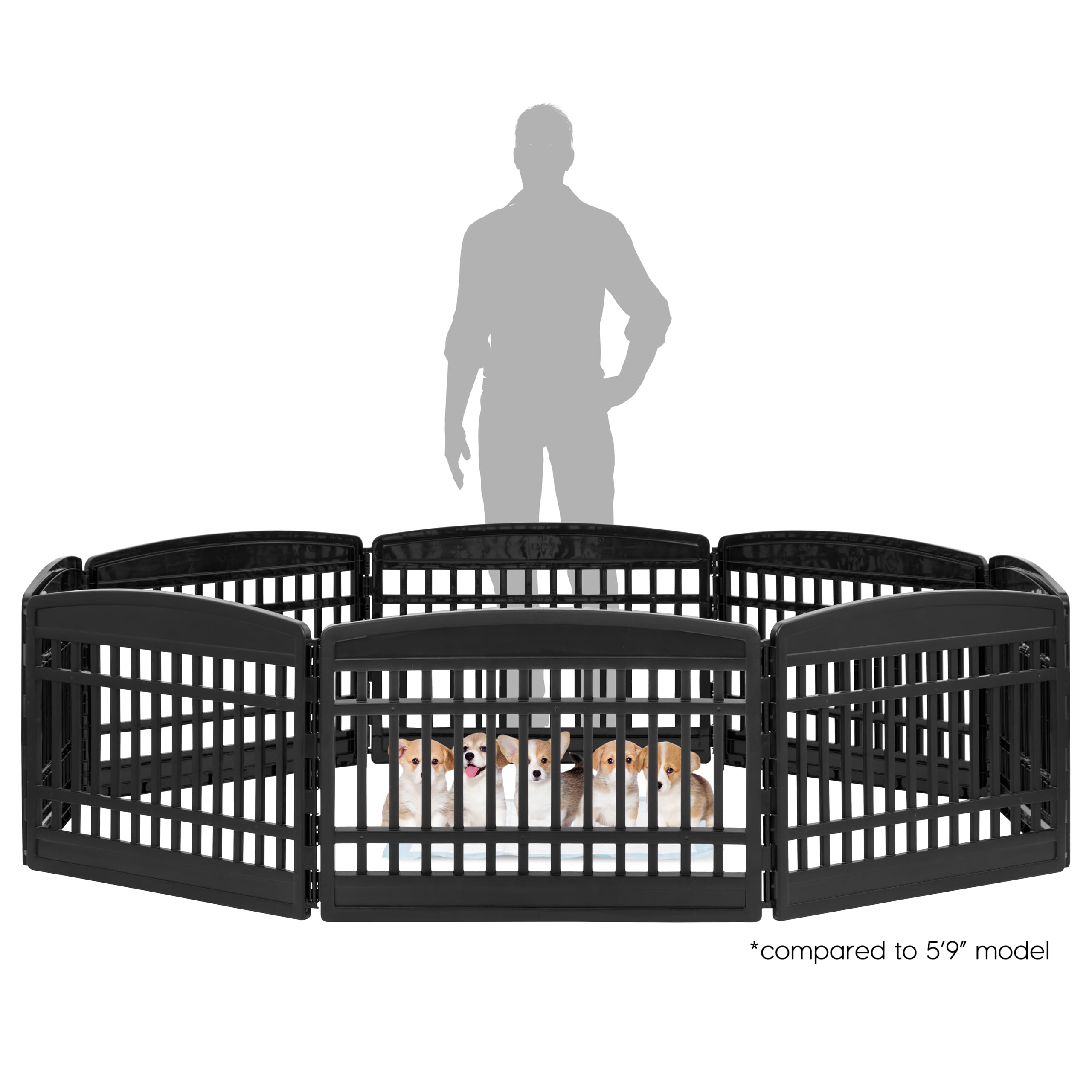 Iris Usa 24'' 8-Panel Puppy Playpen, 83.5 X 83.5 X 23.63, Dog Playpen, Dog Play Pen Indoors, Pet Fence, Small Pets, Black