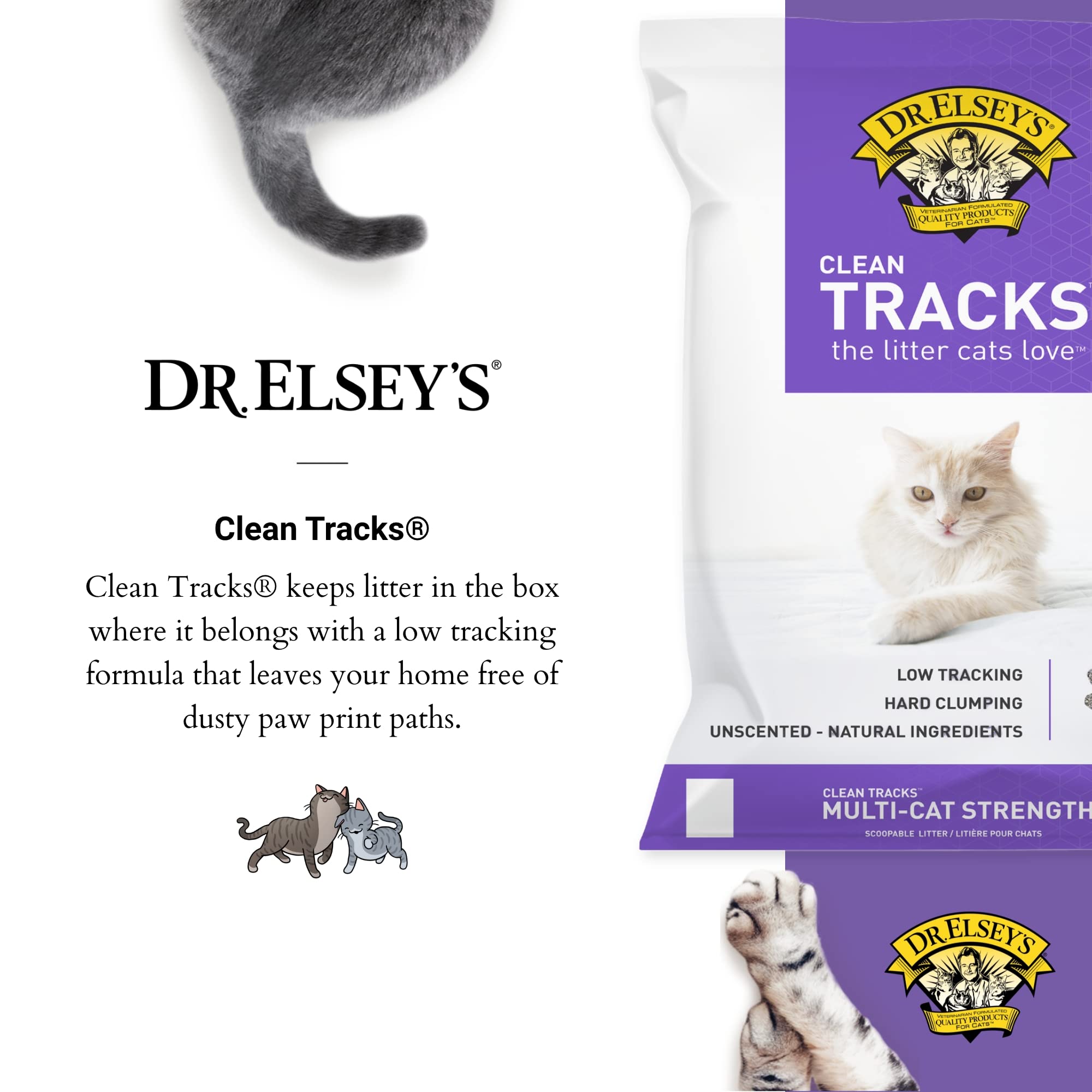 Dr. Elsey'S Premium Clumping Cat Litter - Clean Tracks - Low Dust, Low Tracking, Hard Clumping, Superior Odor Control, Unscented & Natural Ingredients 40 Lbs