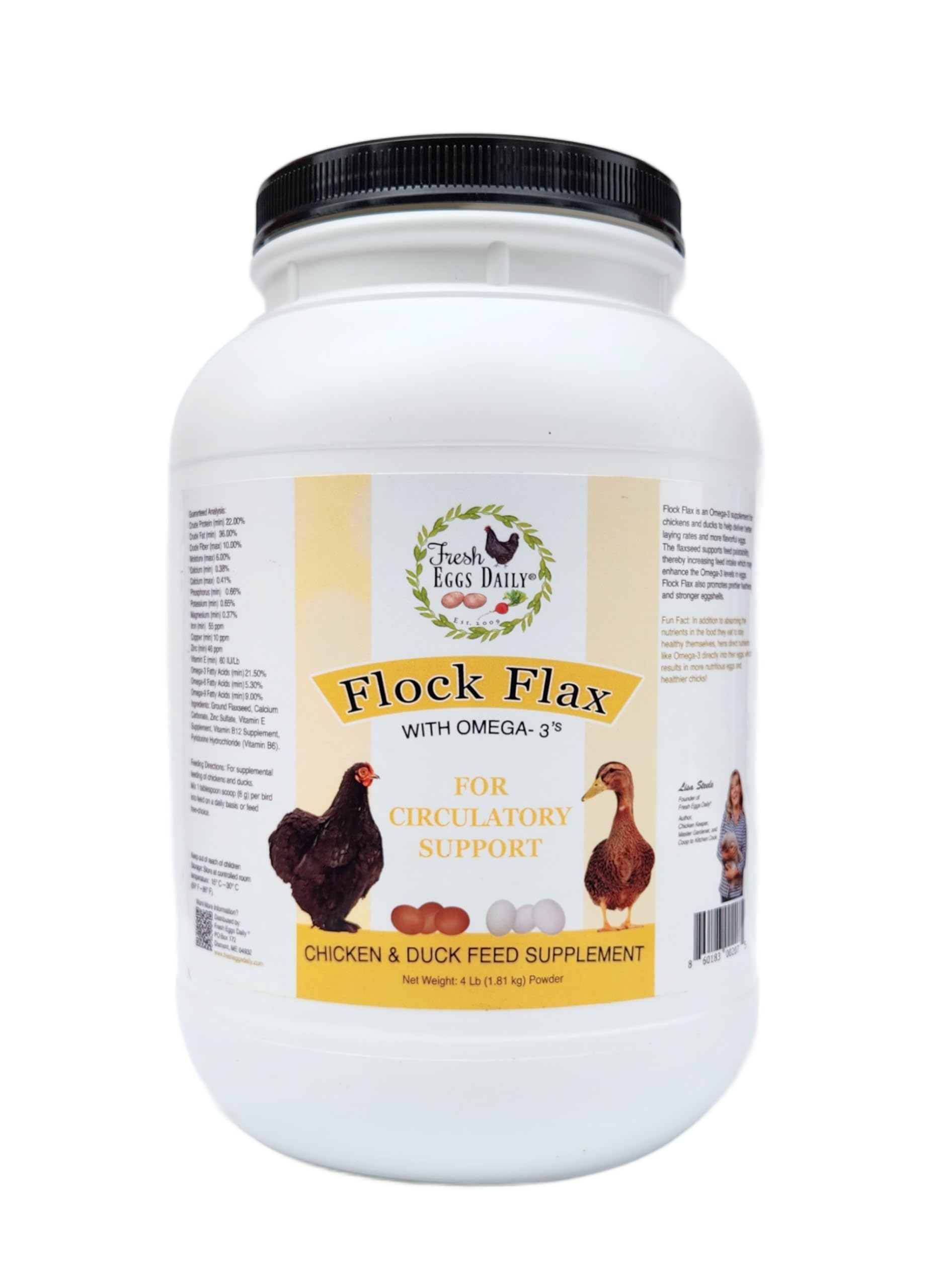 Fresh Eggs Daily Flock Flax - Natural Flaxseed Supplement for Chickens & Ducks - Enhances Omega-3 Levels, Supports Feather Healt