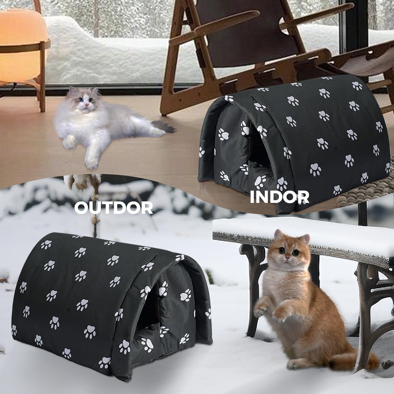 Cat House For Outdoor Cats In Winter, Feral Cat Shelter, Cat House Thickened Weatherproof Foldable, Stray Cats Shelter Rainproof