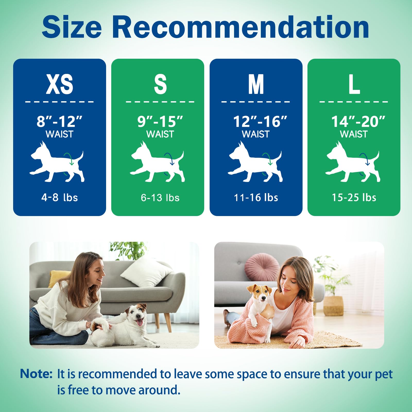 Pet Soft Dog Diapers Female - Disposable Doggie Diapers For Female Dogs, Puppy & Cat Diapers With Adjustable Foam Tail Hole, 24Pcs (Xs,Green)