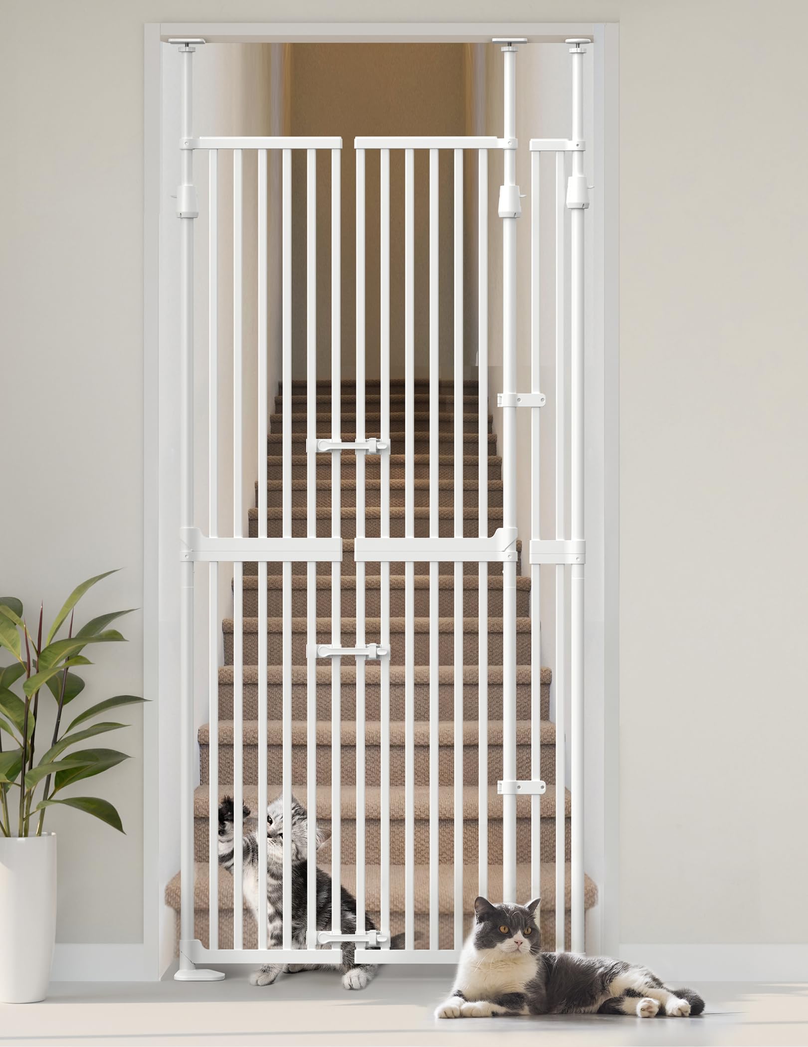 Sprouterie Extra Tall Cat Gate for Doorway: 74.8-90.5 Tall Cat Gates for Pet 30.3-38.2 Wide Pressure Mount No Wall Drilling for 