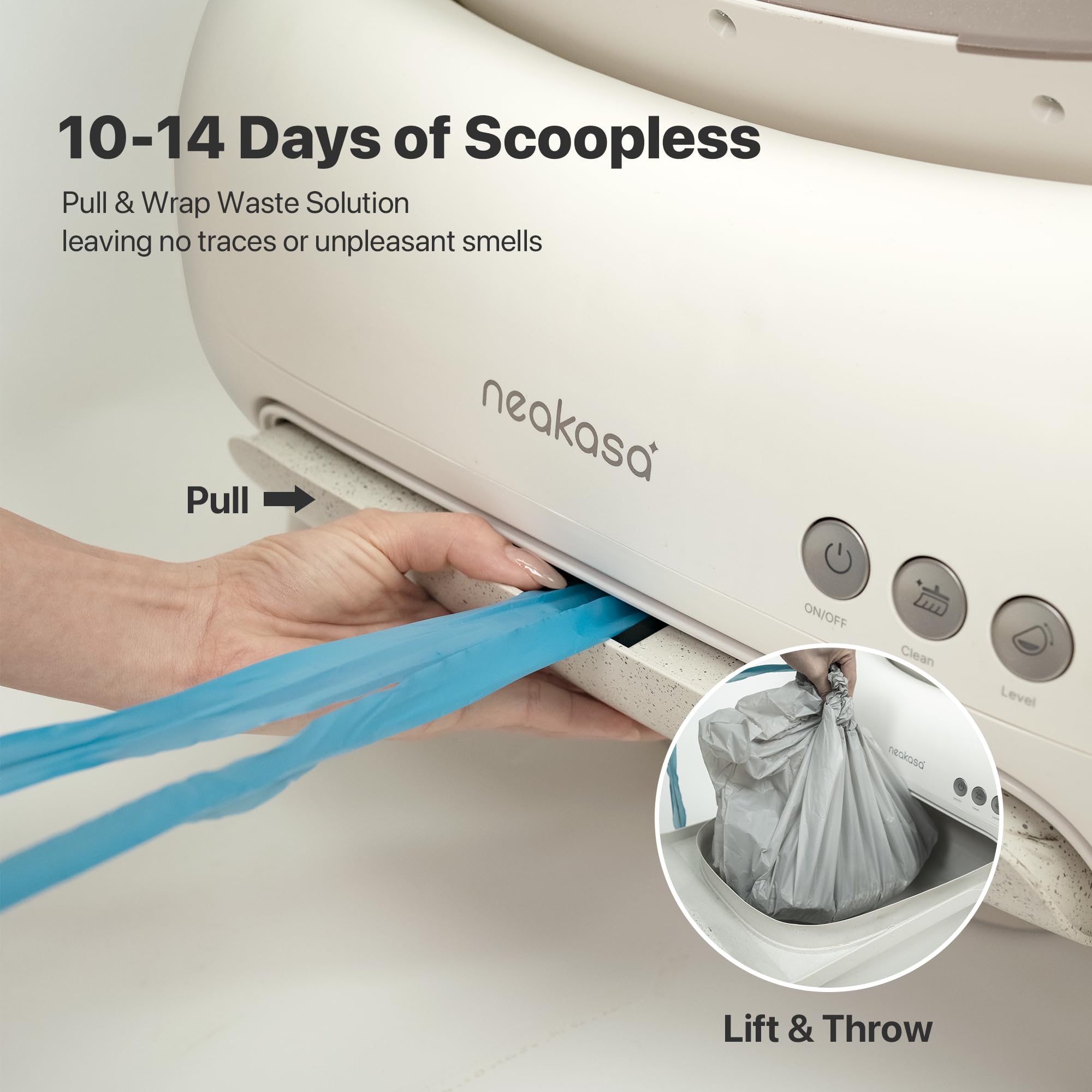 Neakasa M1 Lite Open-Top Self Cleaning Cat Litter Box, Automatic Cat Litter Box With App Control, Safety Protection, 1 Roll Wast