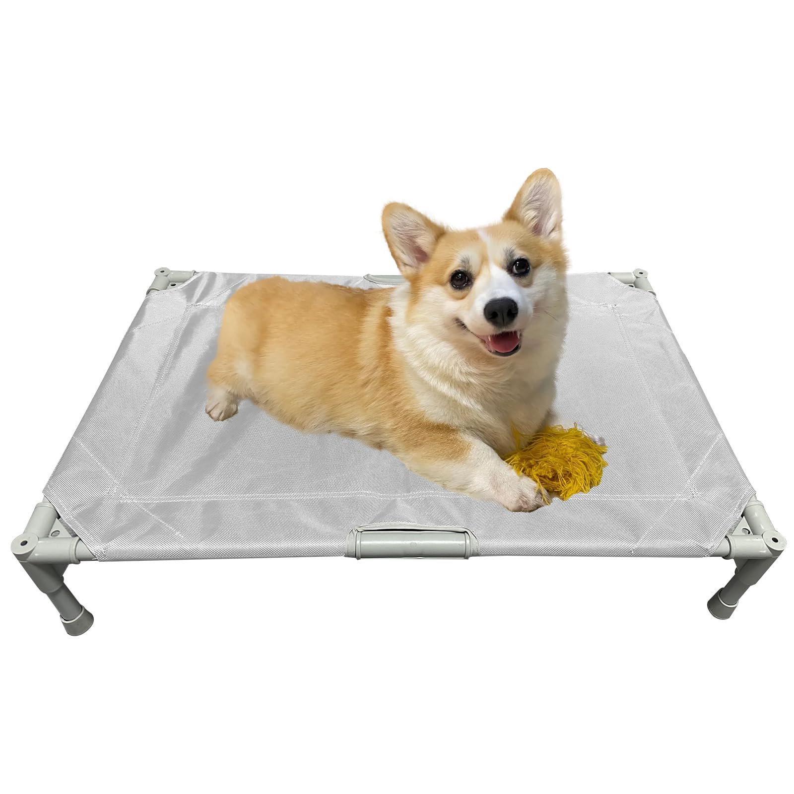 Love&Go Elevated Dog Bed With Metal Frame, Cooling Raised Pet Cot For Dog And Cat (Medium-29.9X19.5X5.5 Inch, M - Grey Bed)