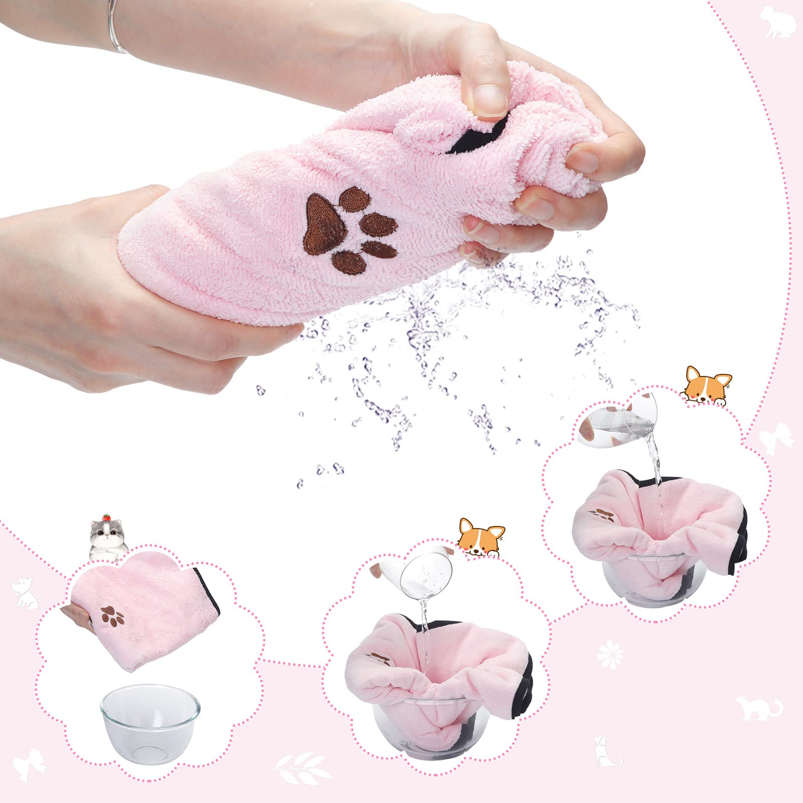 4 Pack Dog Towels For Drying Dogs Microfiber Dog Towel Soft Absorbent Pet Bath Towel Dog Drying Grooming Towel With Embroidered Paw For Pet Dogs Cats Bathing And Grooming (Blue, Pink, 35 X 20 Inch)