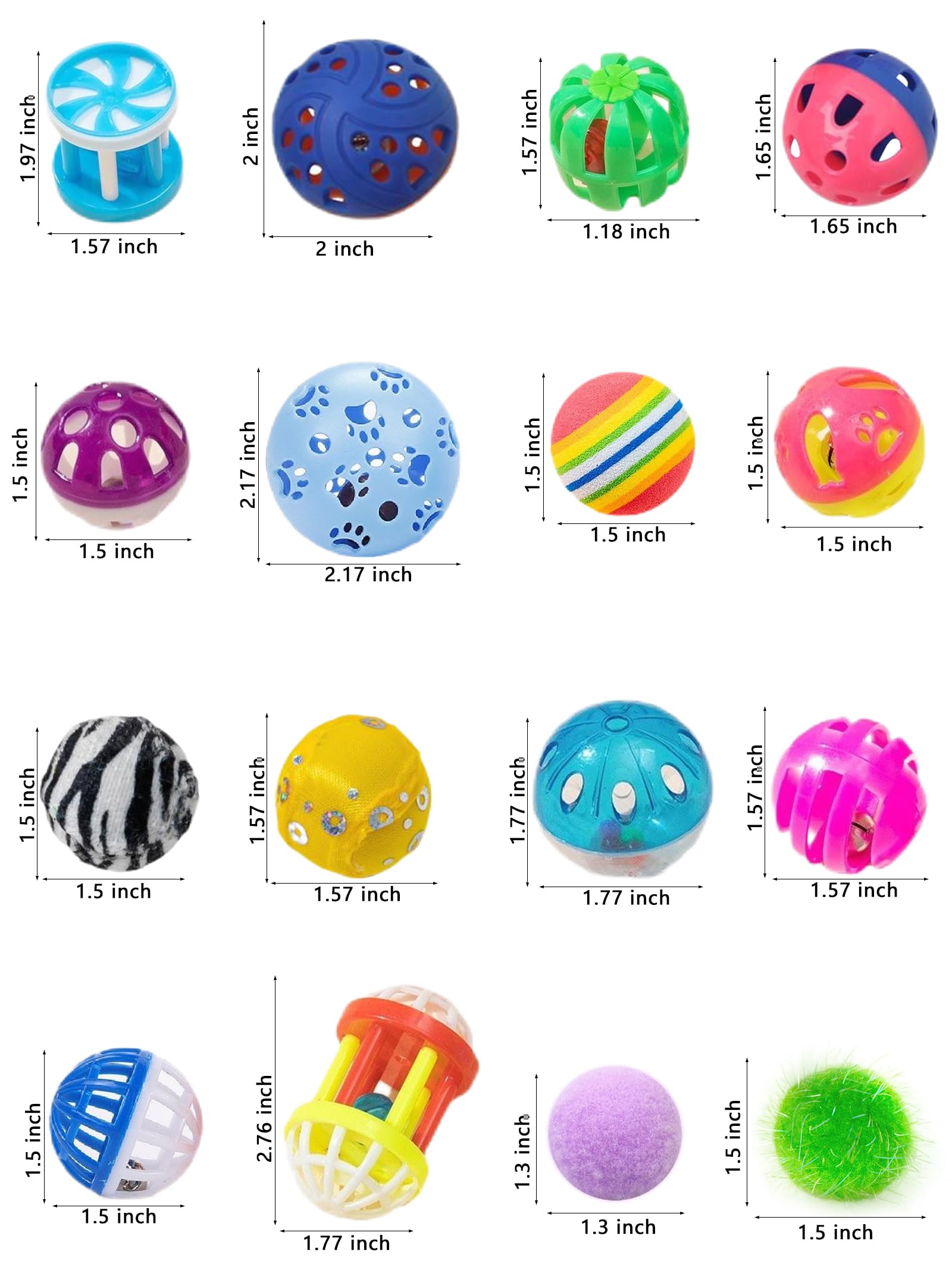 Heuhai 40-Piece Cat Play Variety Pack - Assorted Jingle, Plush & Reflective For Indoor Cats & Kittens, Interactive Fun For Chase