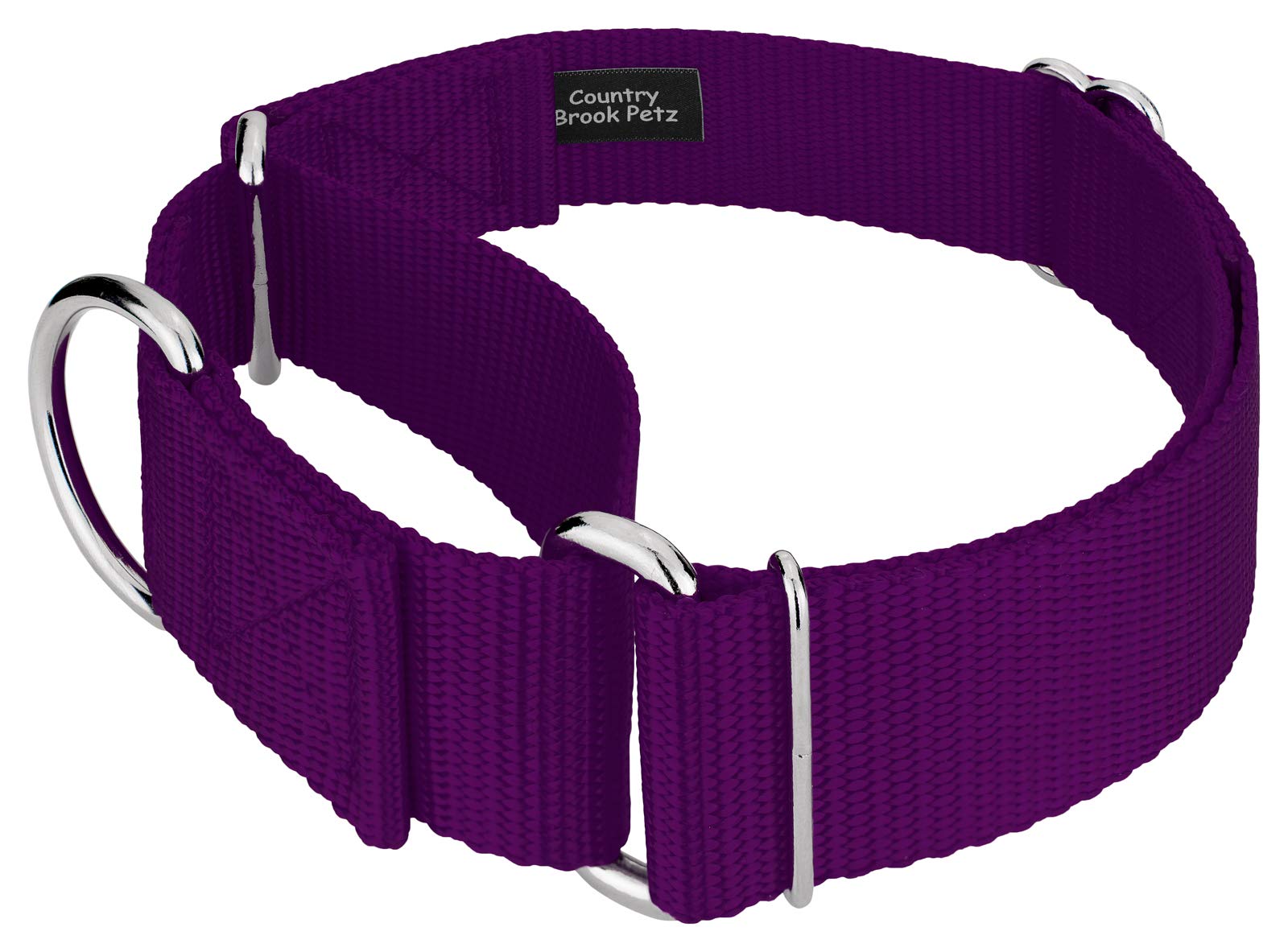 Country Brook Petz - Wide Dog Collar, Adjustable For Large Breed - Martingale Solid Nylon Dog Collar (Extra Large, 1 1/2 Inch Wi