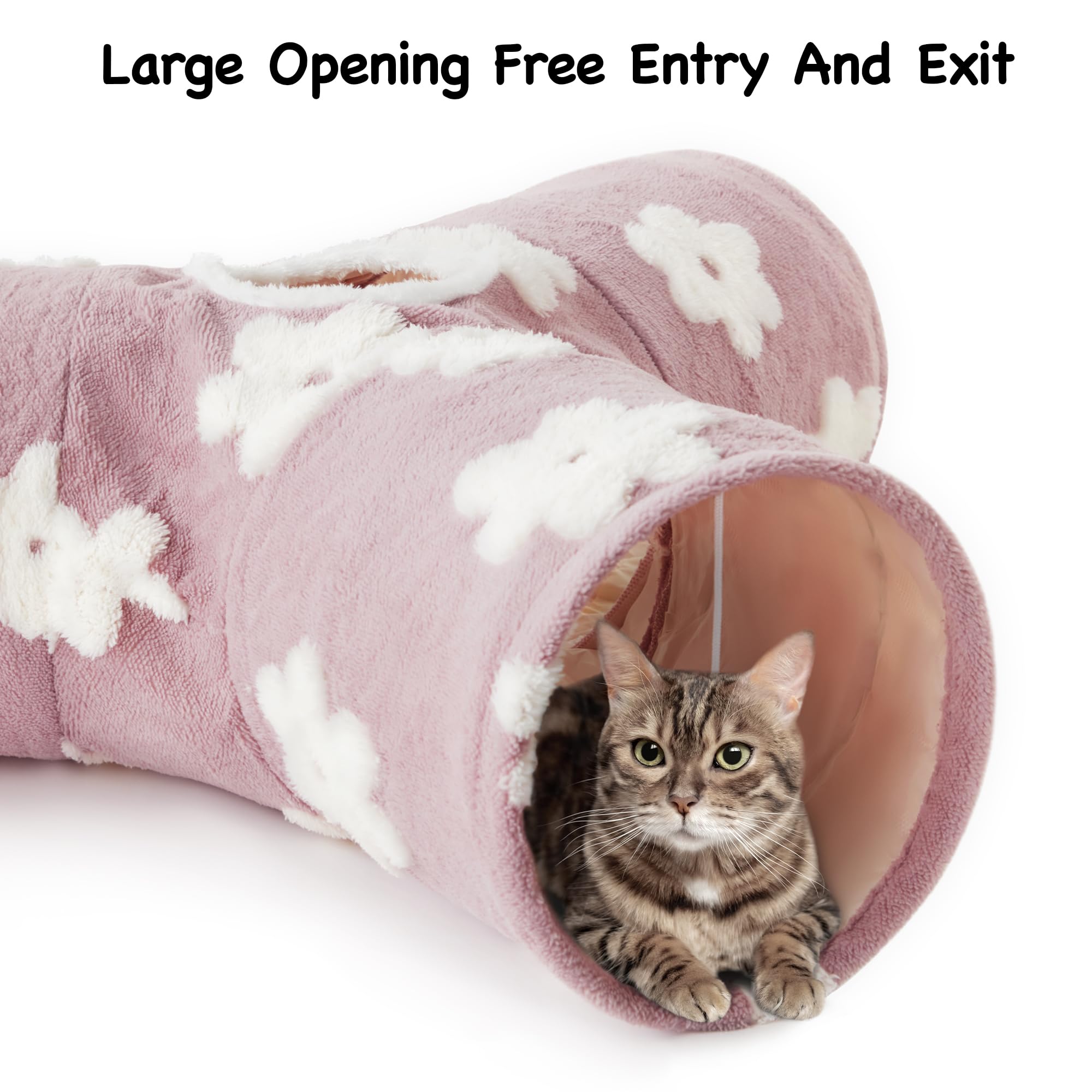 Tempcore Flannel Pet Cat Tunnel Tube Cat Toys 3 Way Collapsible, Cat Tunnels For Indoor Cats, Kitty Tunnel Bored Pet Toys Peek H