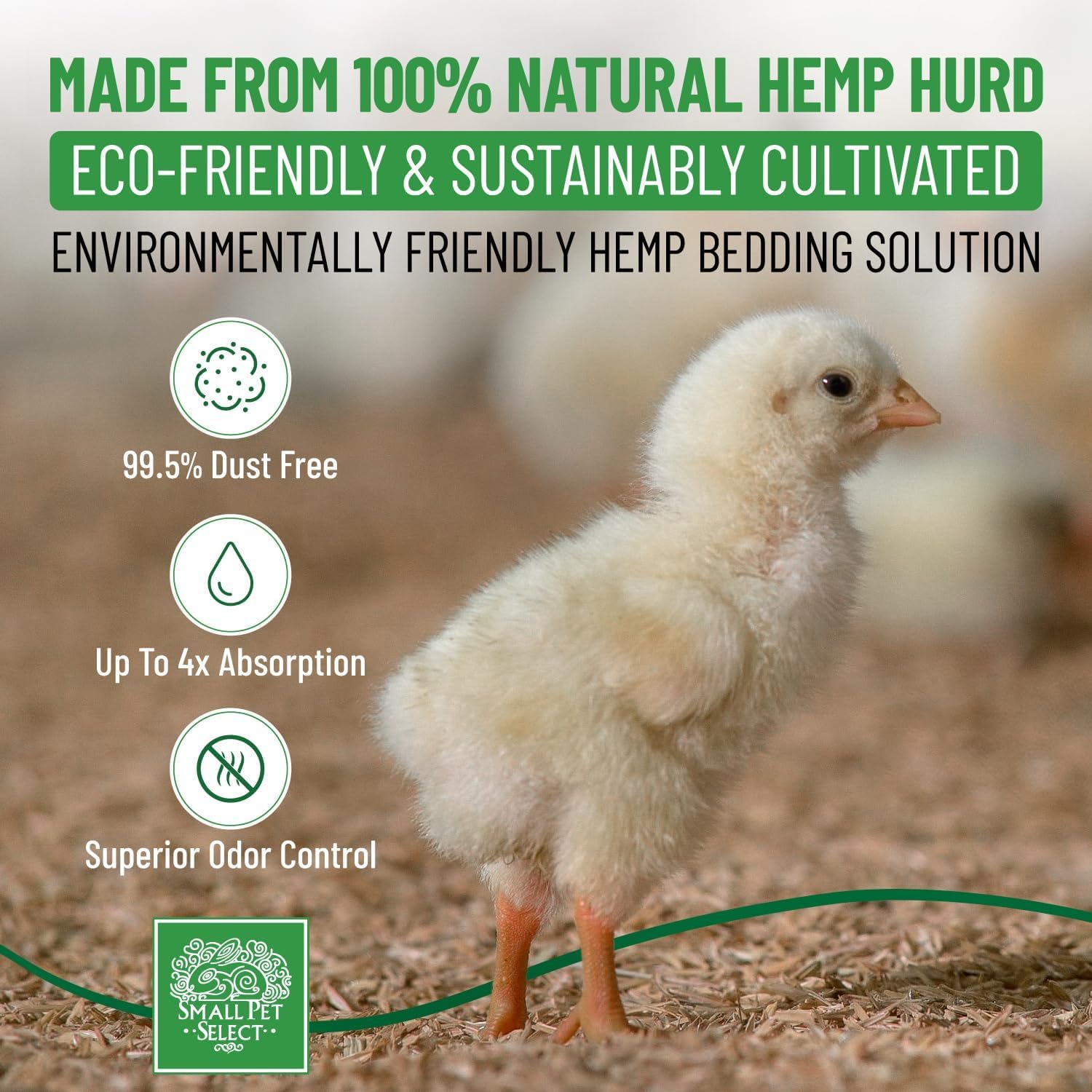Small Pet Select Hemp HURD Ultra-Premium Chicken Bedding, Biodegradable Chicken Coop Animal Bedding, Eco Friendly Odor Control,