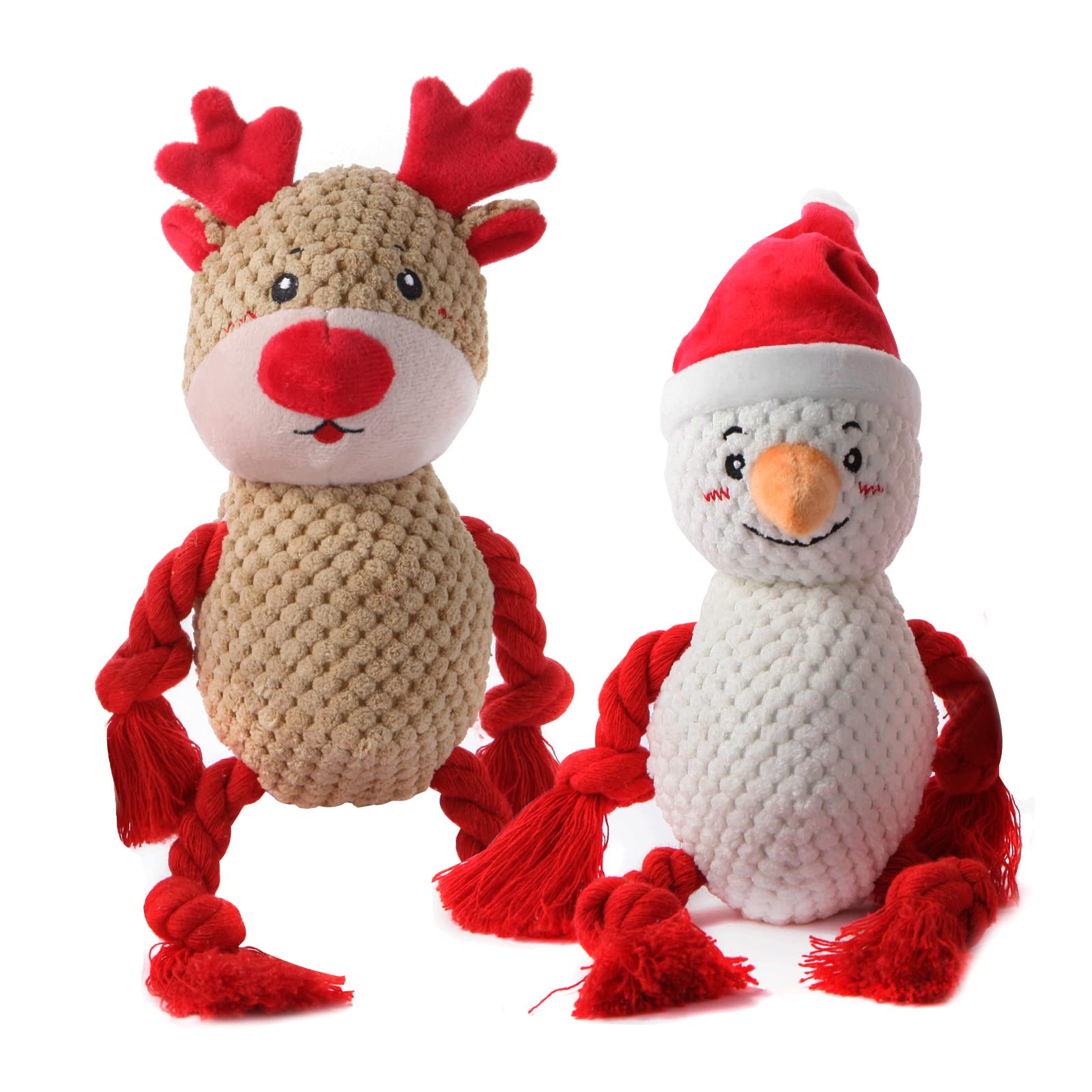Chngeary 2 Pack Christmas Squeaky Plush Dog Toys For Small Medium Large Dogs, Durable And Indestructible Dog Toys,Stuffed Squeak