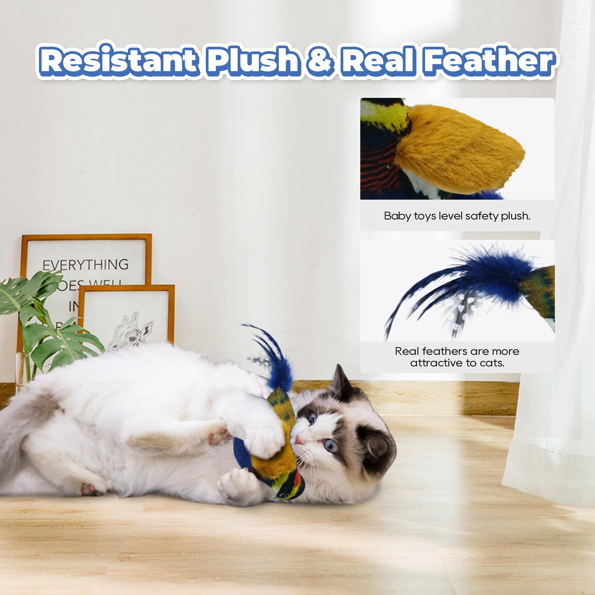 LEWISER Cat Toys Chirping Tit 2 Pcs with Catnip SilverVine, Suitable for Cat Wand Toys, Simulation Bird Design, Interactive Toys