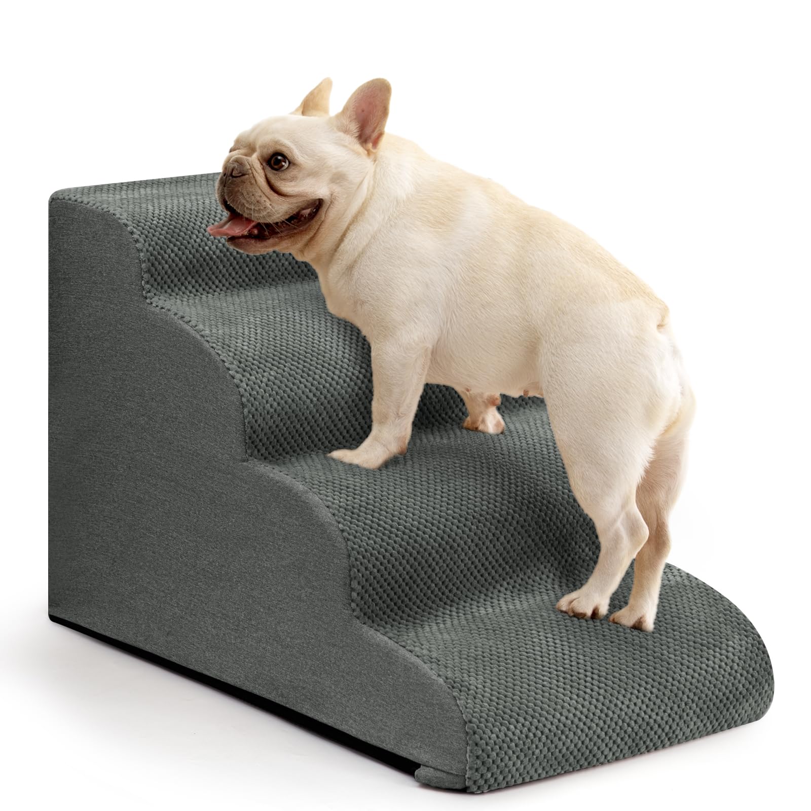 Aodisman Dog Steps for Bed and Couch,4-Step Dog Stairs and Ramp for Small Dogs & Cats,Indoor Anti-Slip Pet Stairs for Old Cats a