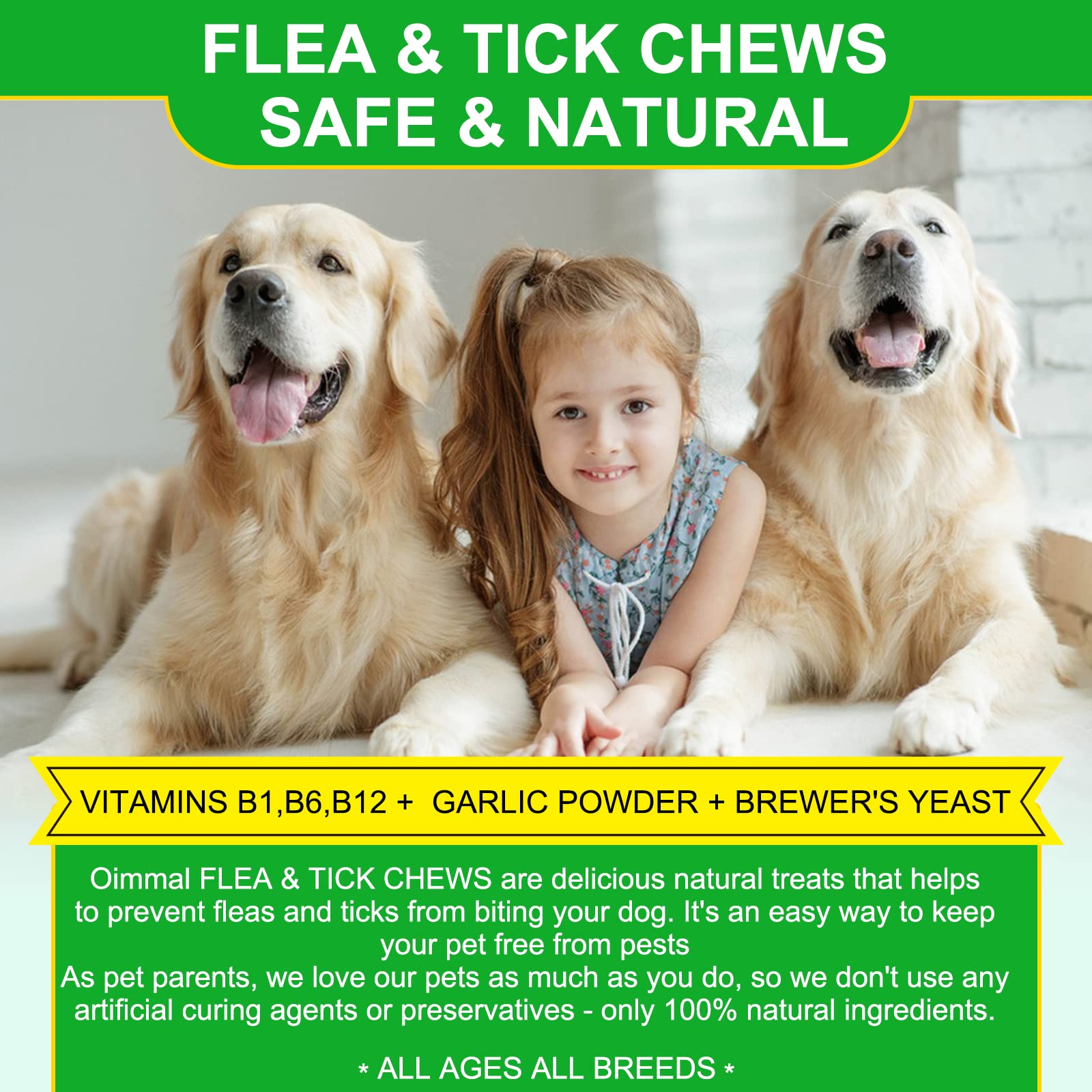 Flea and Tick Prevention for Dogs, 150PCS Chewable Flea and Tick Treats for Dogs (Peking Duck Flavor)