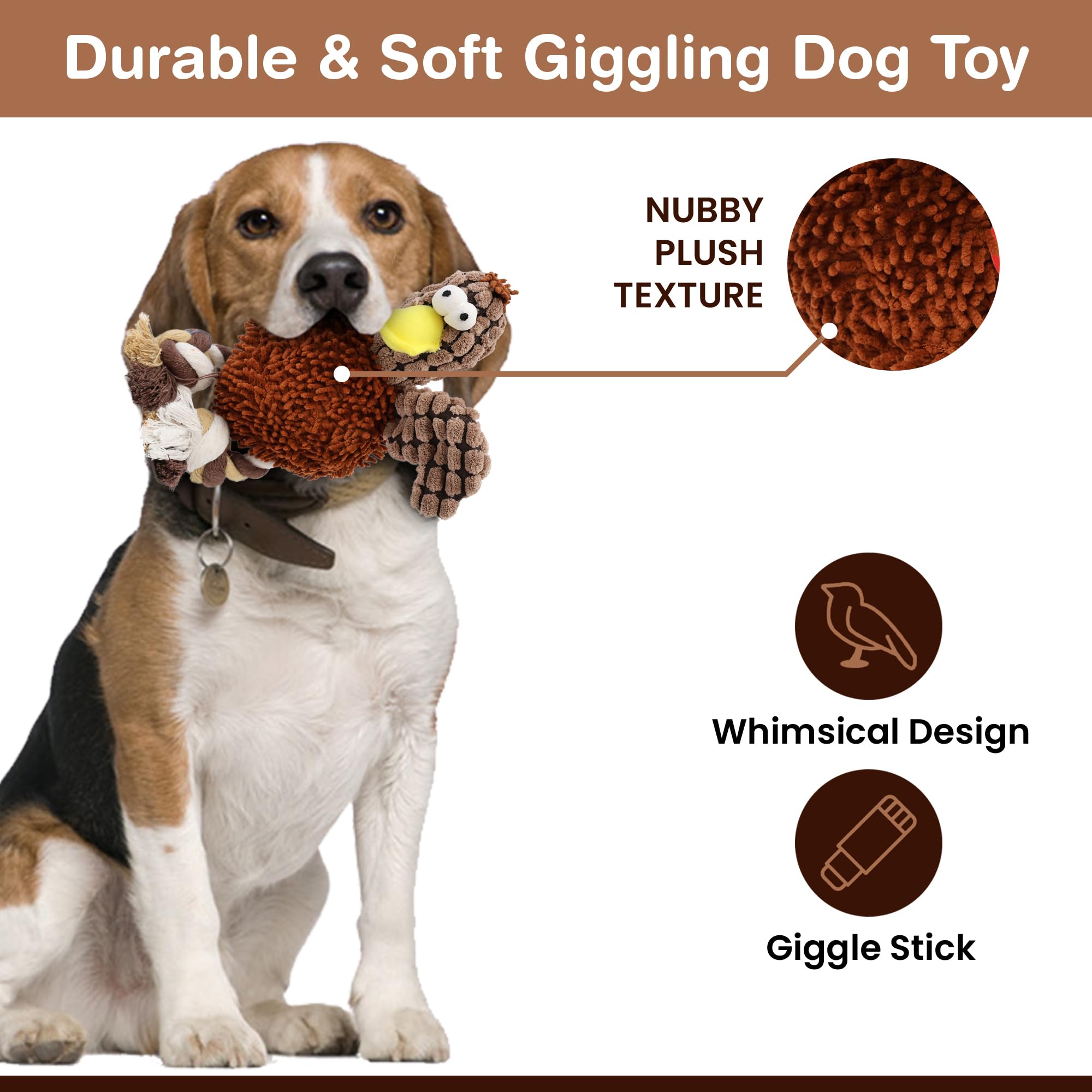 Ethical Pets Gigglers Chicken Dog Toy, 12-Inch, Assorted