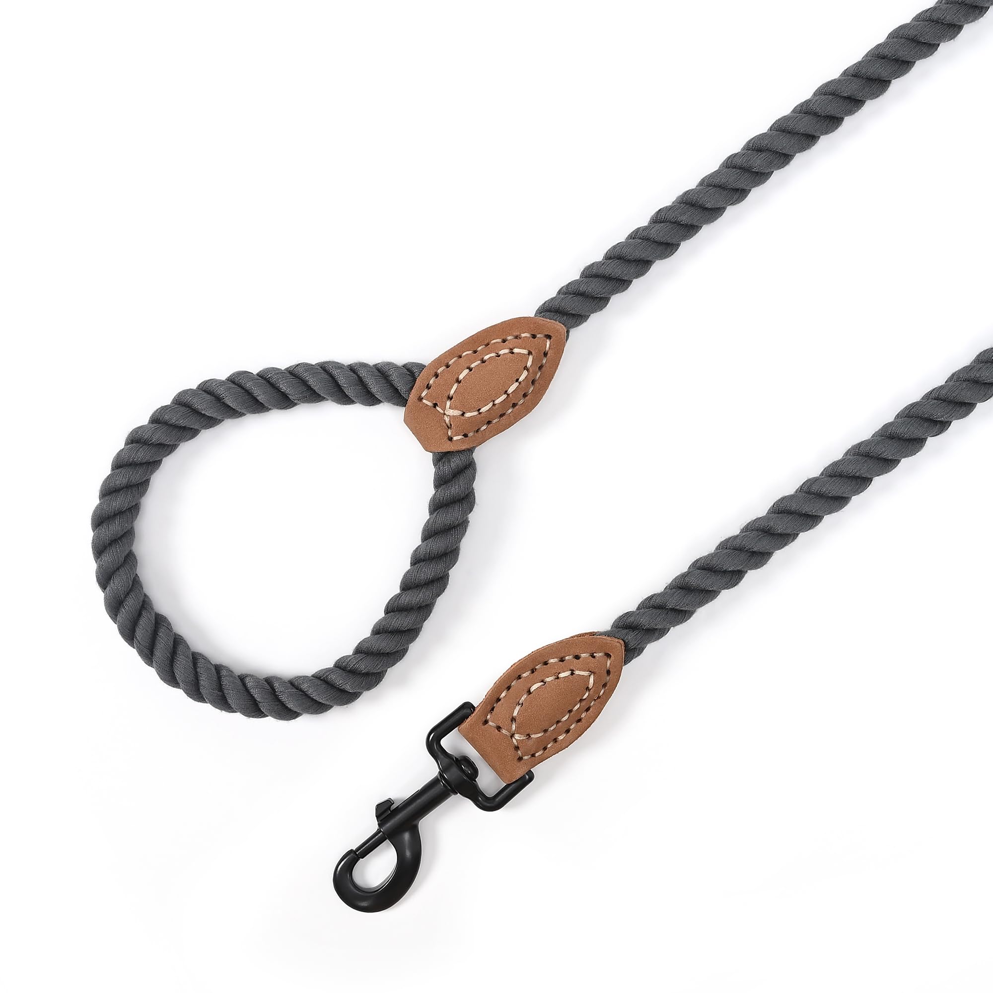 Mile High Life Braided Cotton Rope Leash With Leather Tailor Handle And Heavy Duty Metal Sturdy Clasp (Blue Green, 60 Inch (Pack Of 1))