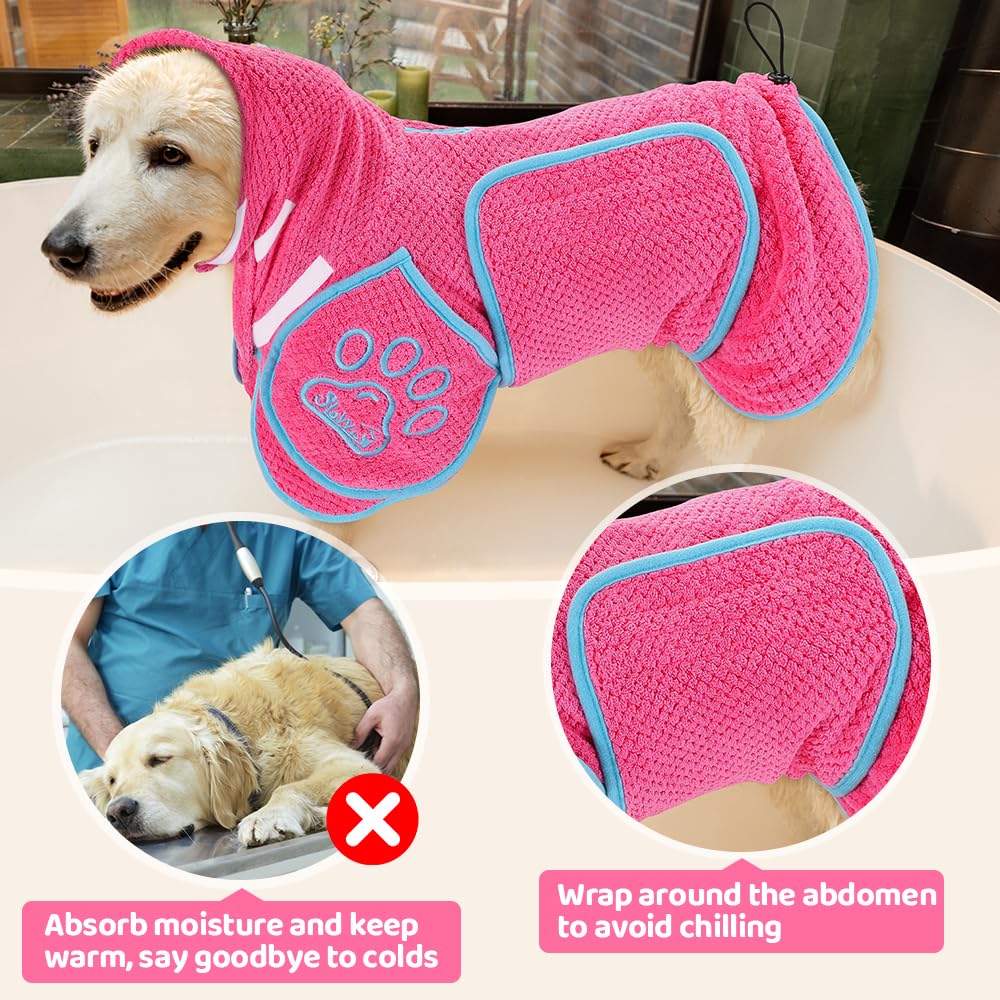 Slowton Dog Bathrobe Towel - Super Absorbent Microfiber Pet Quick Drying Towel, Wearable Soft Bath Robes For After Bath Shower S