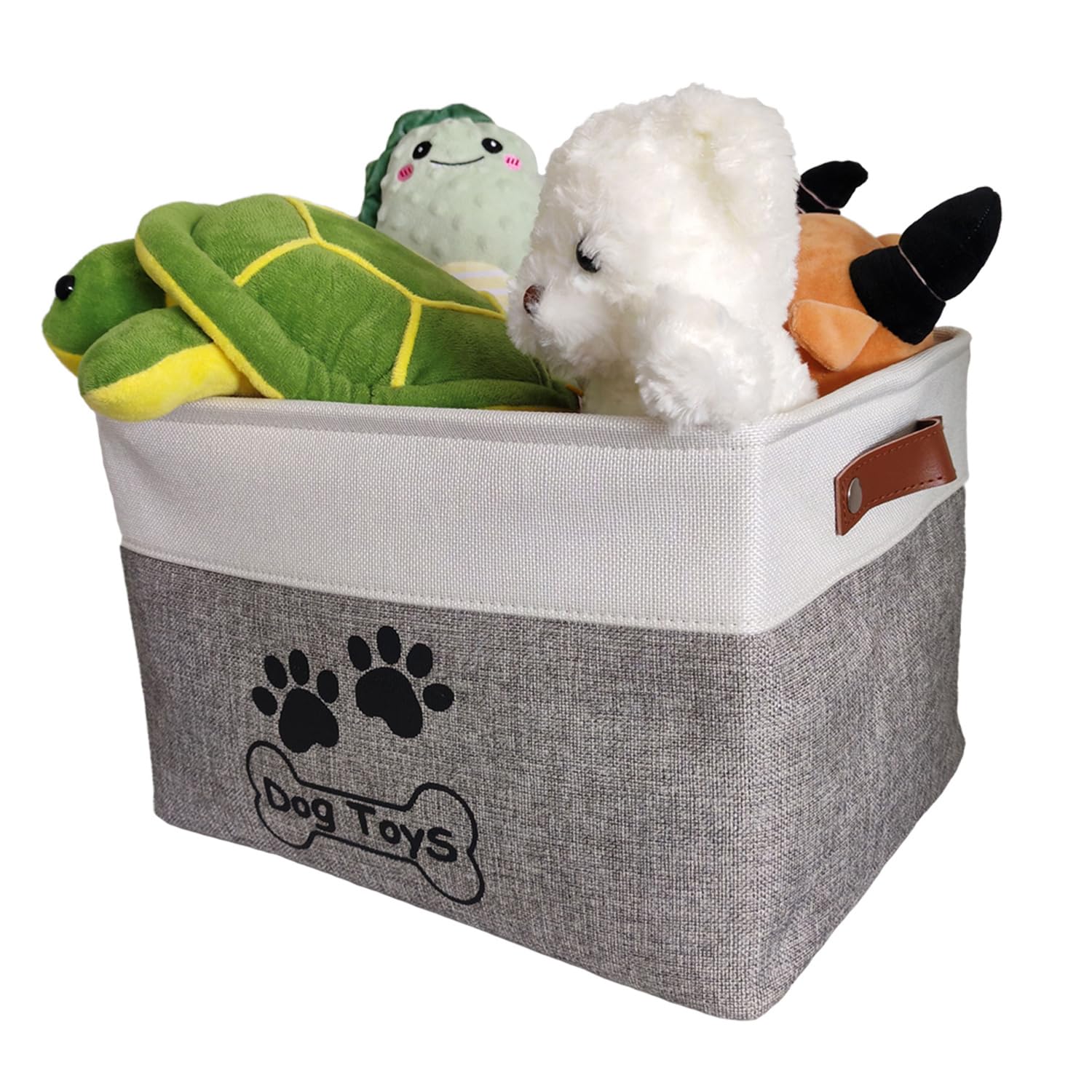 CPAKOWLGOO Large Dog Toy Basket Collapsible Dog Toy Box Shape Keeping Rectangle Dog Toy Bin for Pet Toys,Accessories