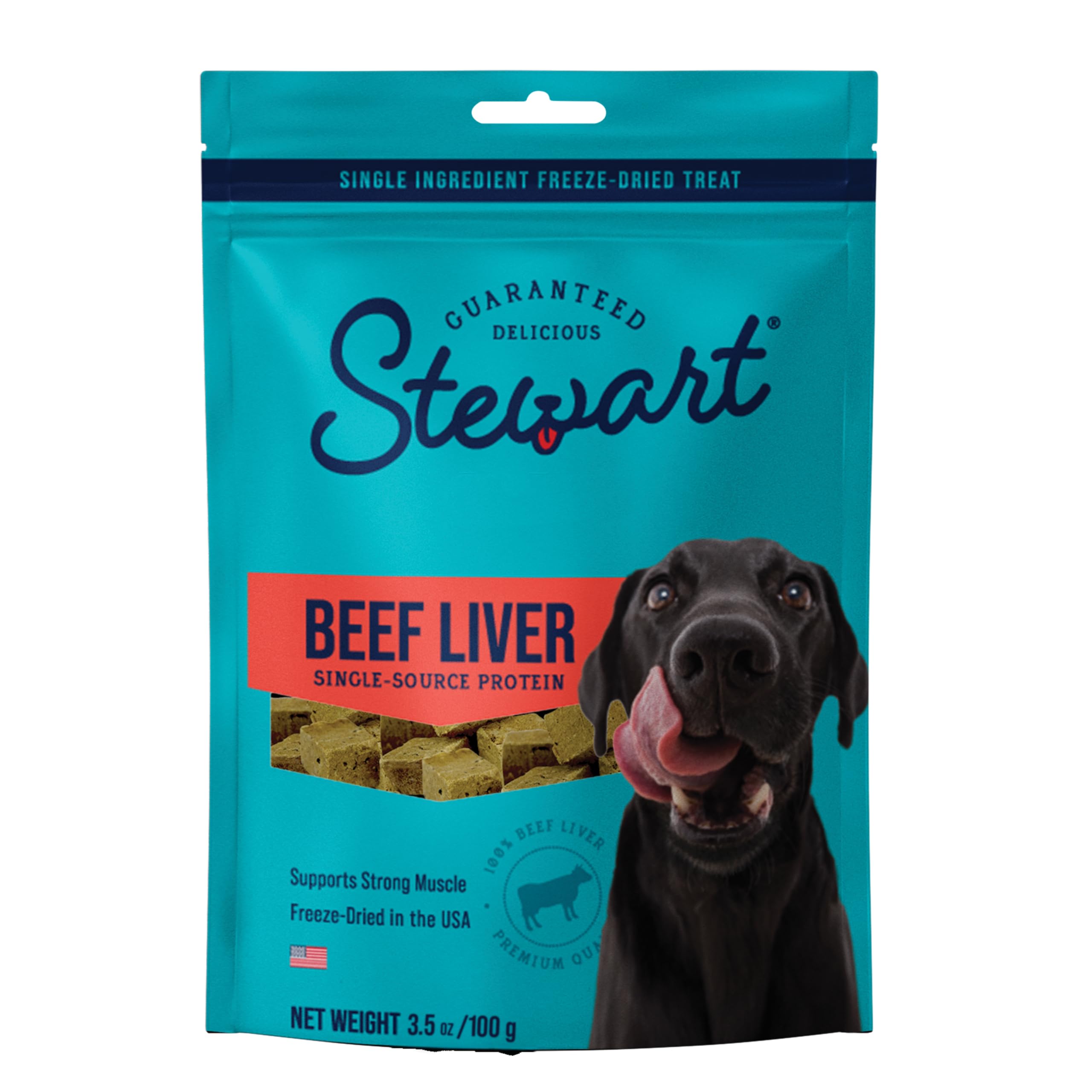 Stewart Single Ingredient Freeze Dried Raw Dog Treats, Beef Liver, 3.5 Ounce Resealable Pouch, Training Treats or Meal Topper Do