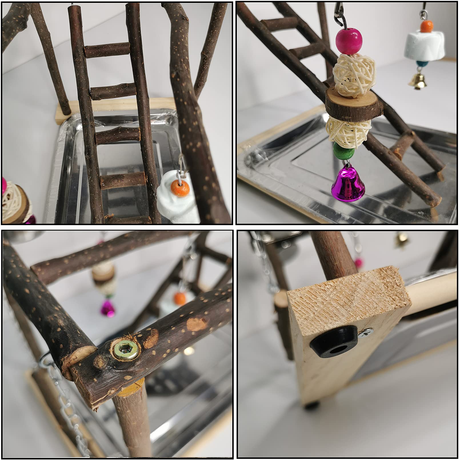 Tfwadmx Parrots Playstand Bird Play Gym Cockatiel Playground Wood Perch Stand Climb Swing Ladders Chewing Toys With Feeding Cups