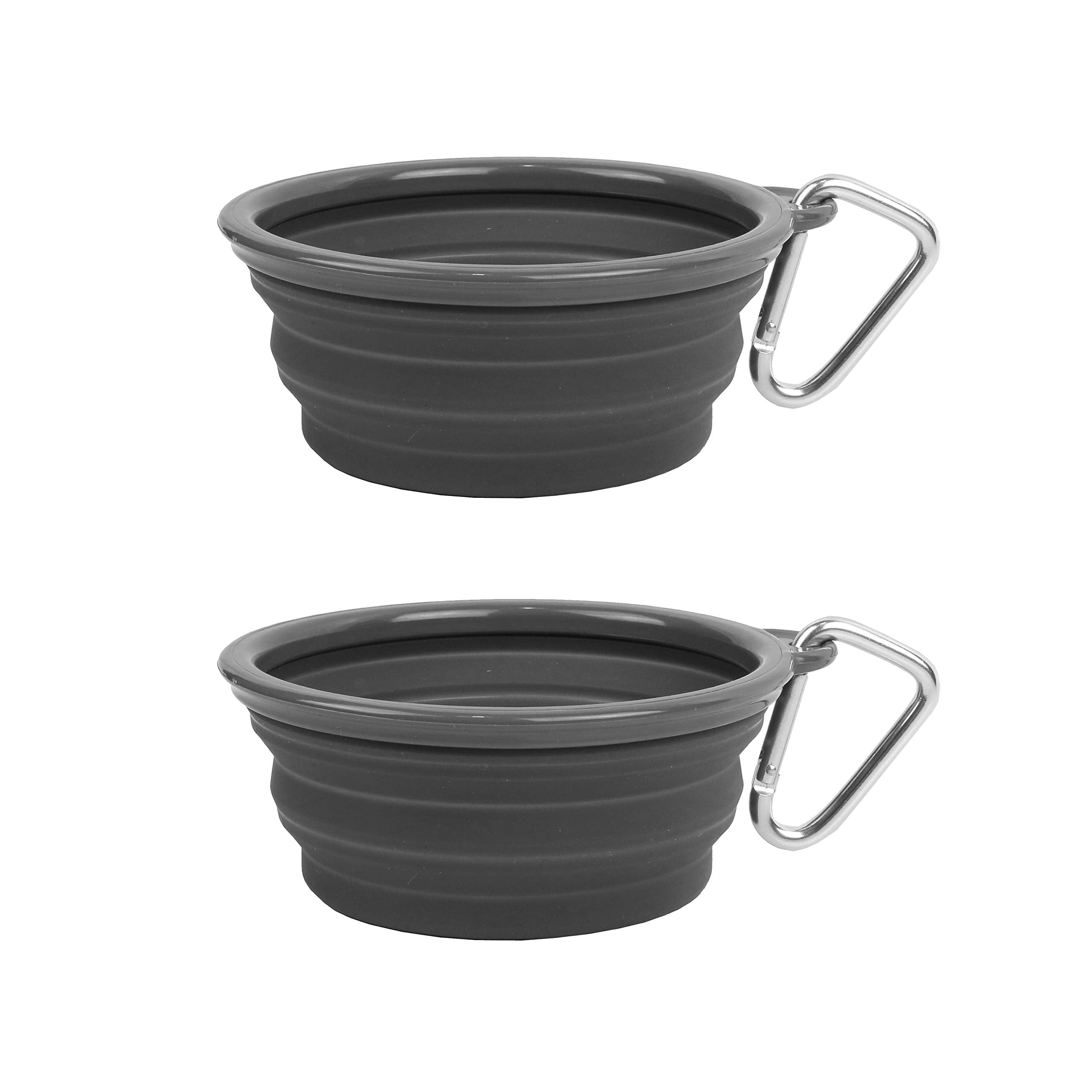 Prima Pet Collapsible Silicone Water Travel Bowl with Clip for Dog and Cat, Portable and Durable Pop-up Feeder for Convenient On