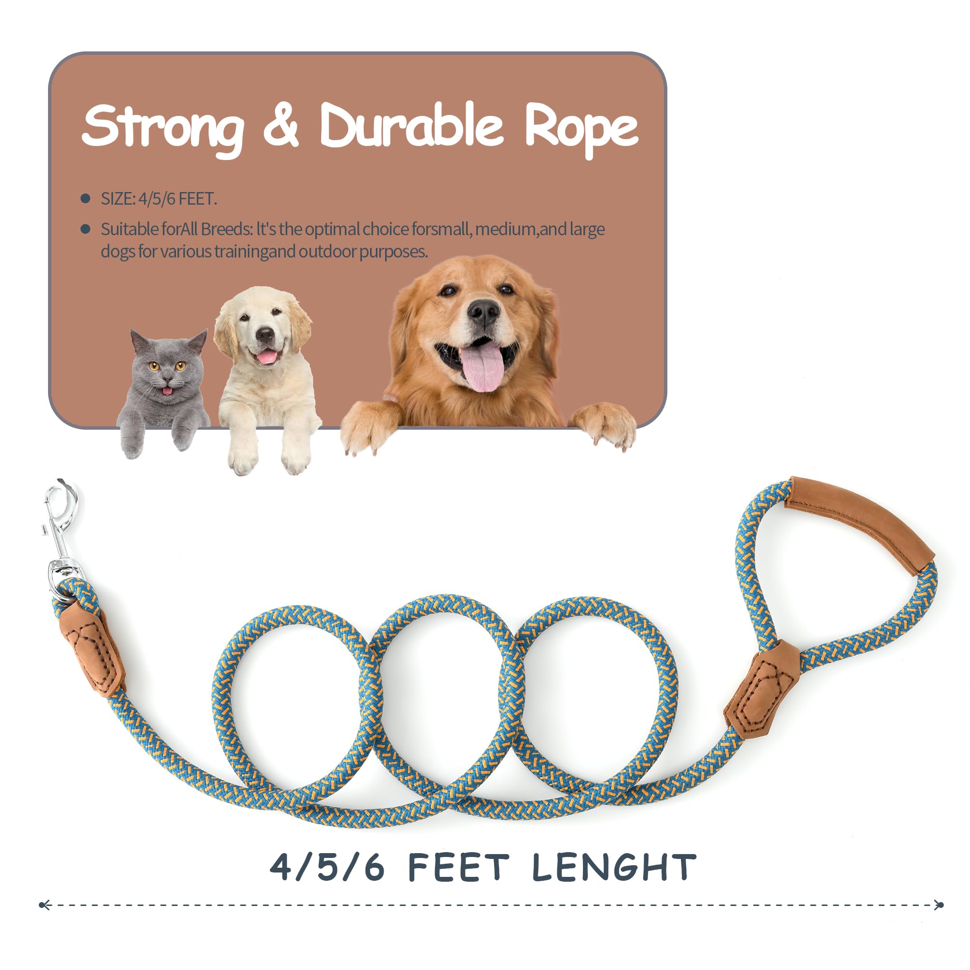 Mile High Life Leather Dog Leash, Heavy Duty Strong Genuine Leather Handle Rope Leash Soft And Comfortable For Small Medium Larg