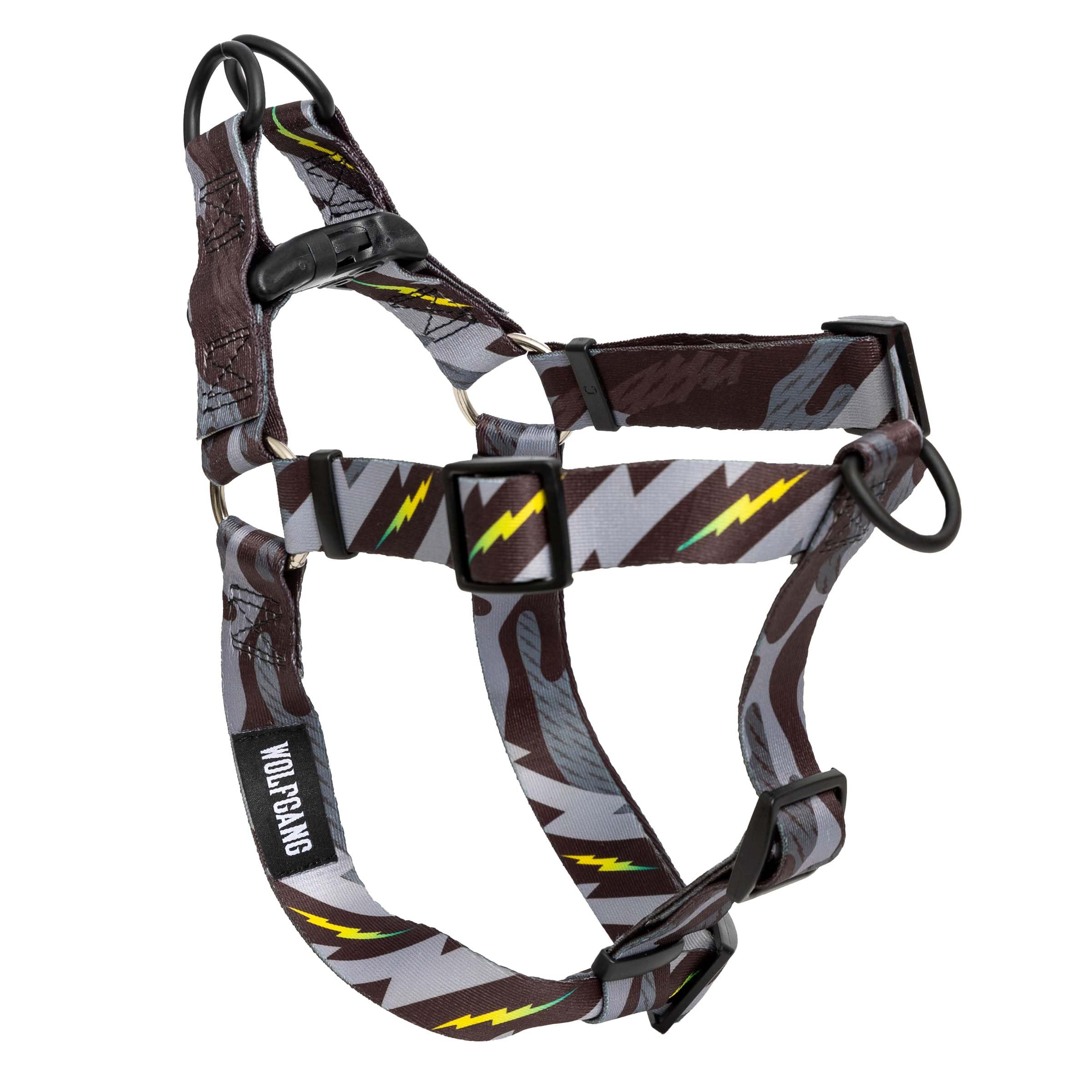 Wolfgang Heavy Duty Adjustable Dog Harness, Pull-Tested to Over 800 lbs for Walking & Training, DarkSkies Print, Small