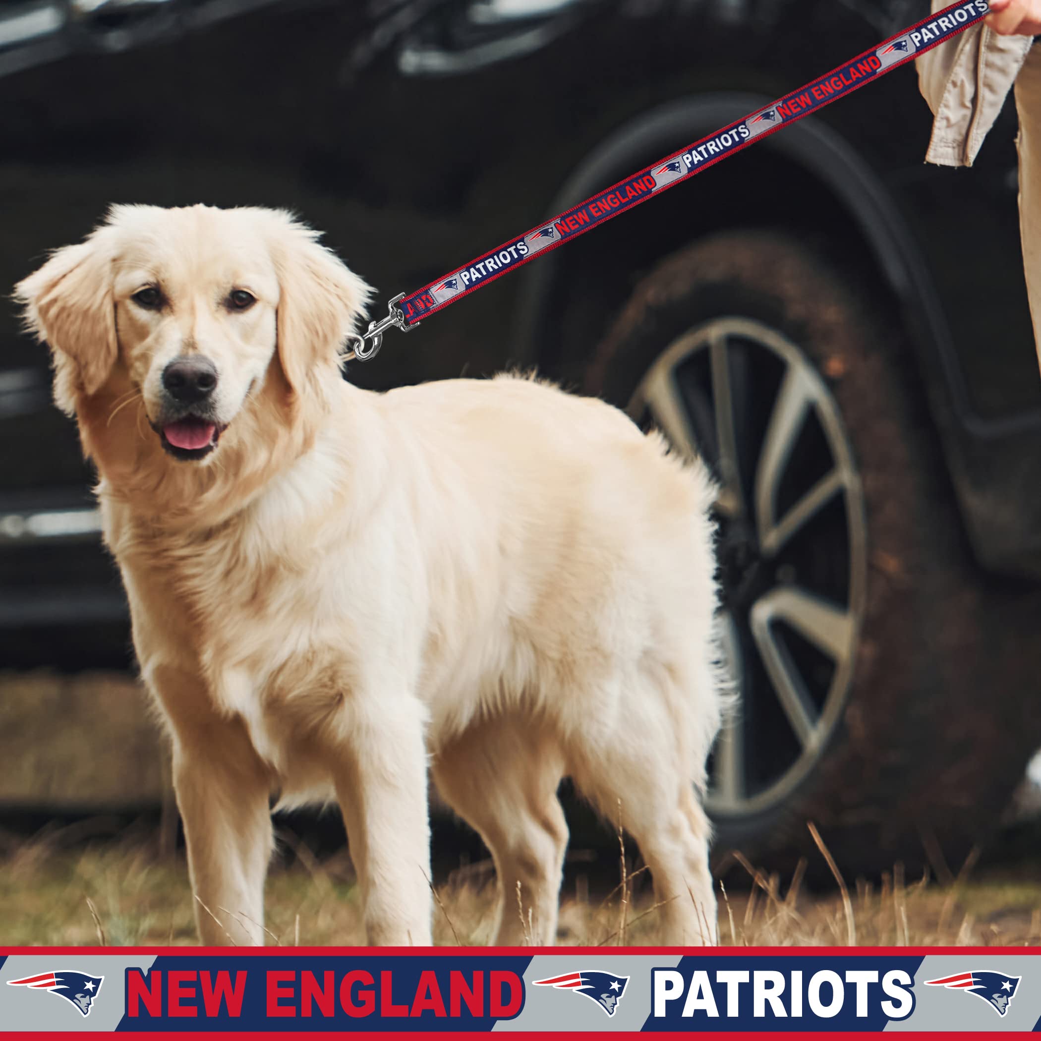 Nfl Pet New England Patriots Dog Leash, Small Football Team Leash For Dogs & Cats - Shiny & Colorful, Licensed By The Nfl