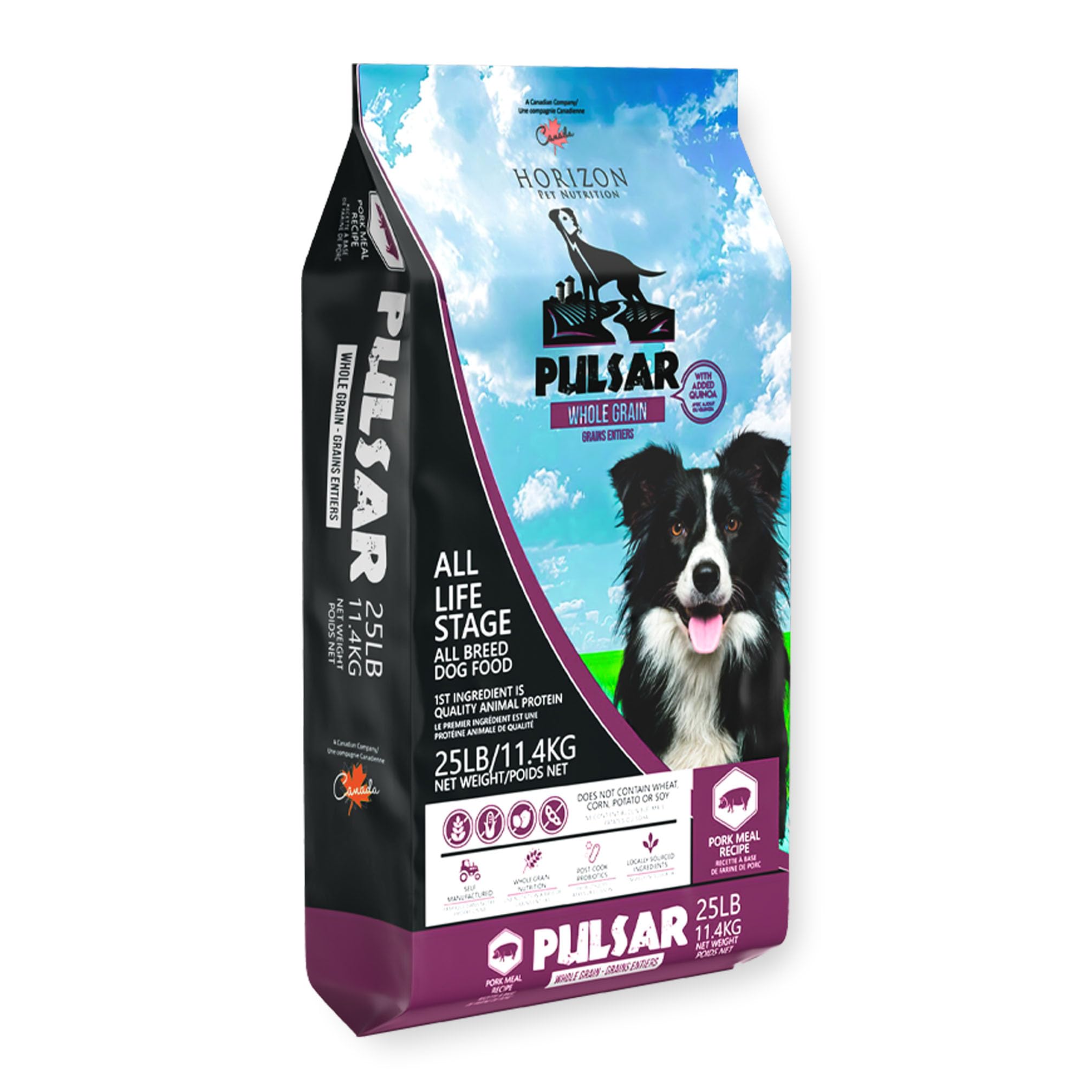 Pulsar Premium Whole Grain Dog Food | Pork Formula | All Life Stage, Non GMO, Meat Dense Diet | 25 lb Bag
