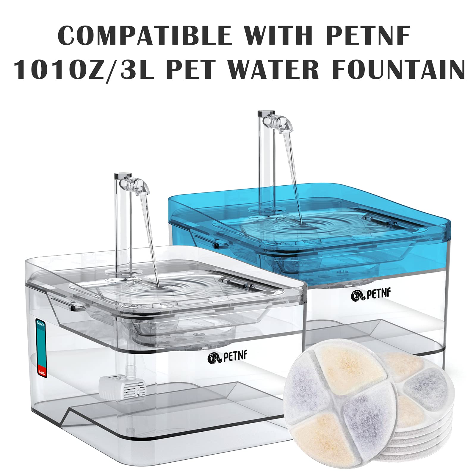 Petnf Replacement Filters For Cat Fountain, Cat Water Fountain Filter Replacement 6Pack For Petnf 101Oz/3L Cat Water Fountain, 4 Months Set Of Replacement Filters