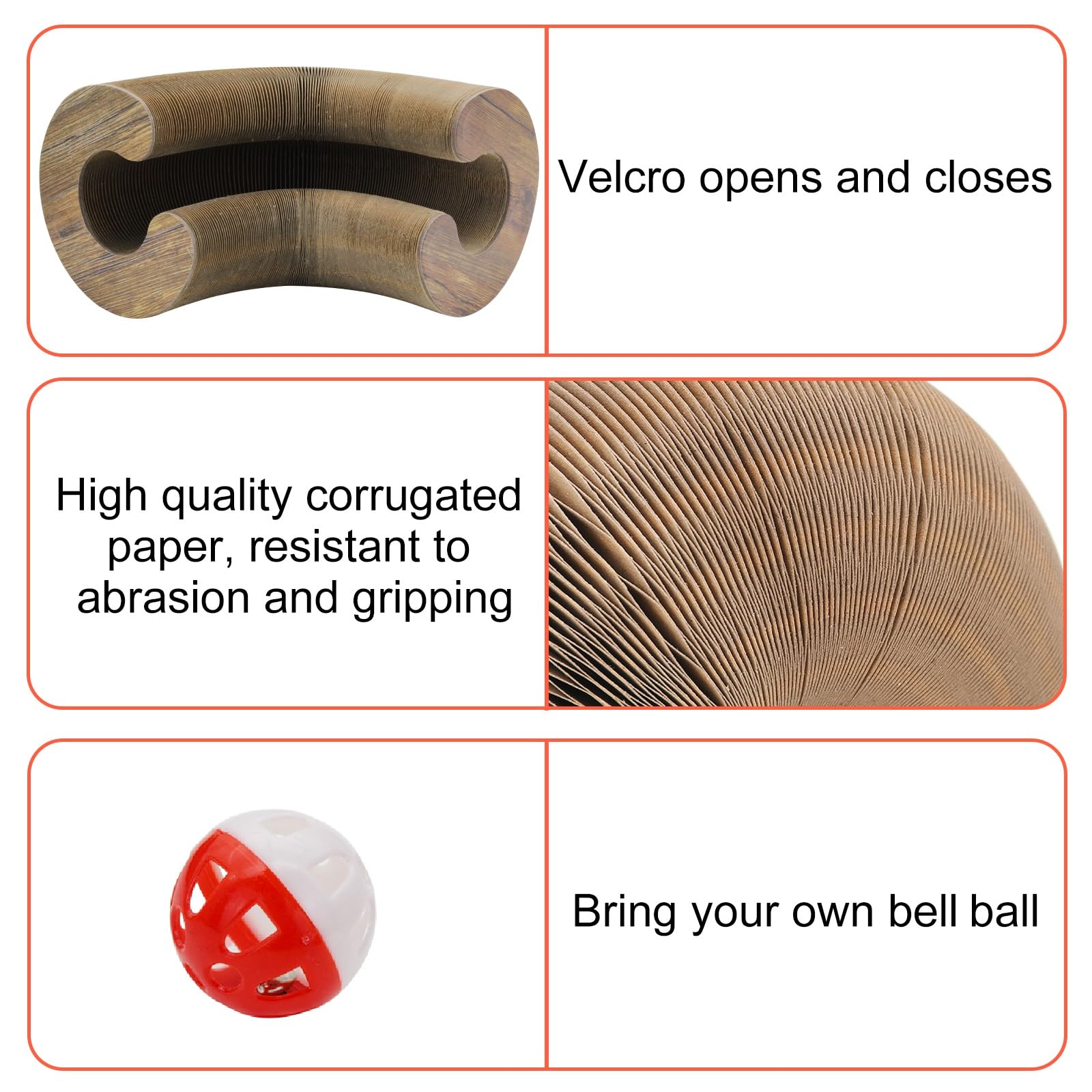 Andiker Magic Organ Cat Scratching Board, Corrugated Paper Cat Scratcher With Jingly Ball For Playing Scratching Paws, Foldable