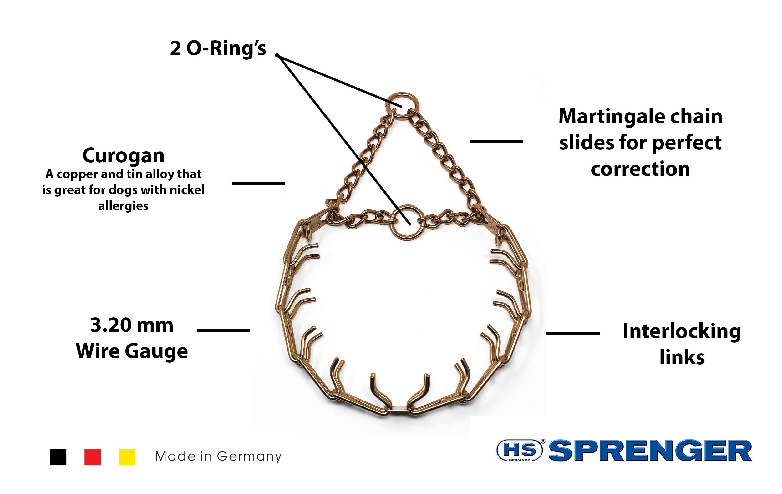 Hs Herm. Sprenger Germany Curogan Prong Dog Training Collar Ultra-Plus Pet Pinch Collar Hypoallergenic Nickel Free No-Pull Colla