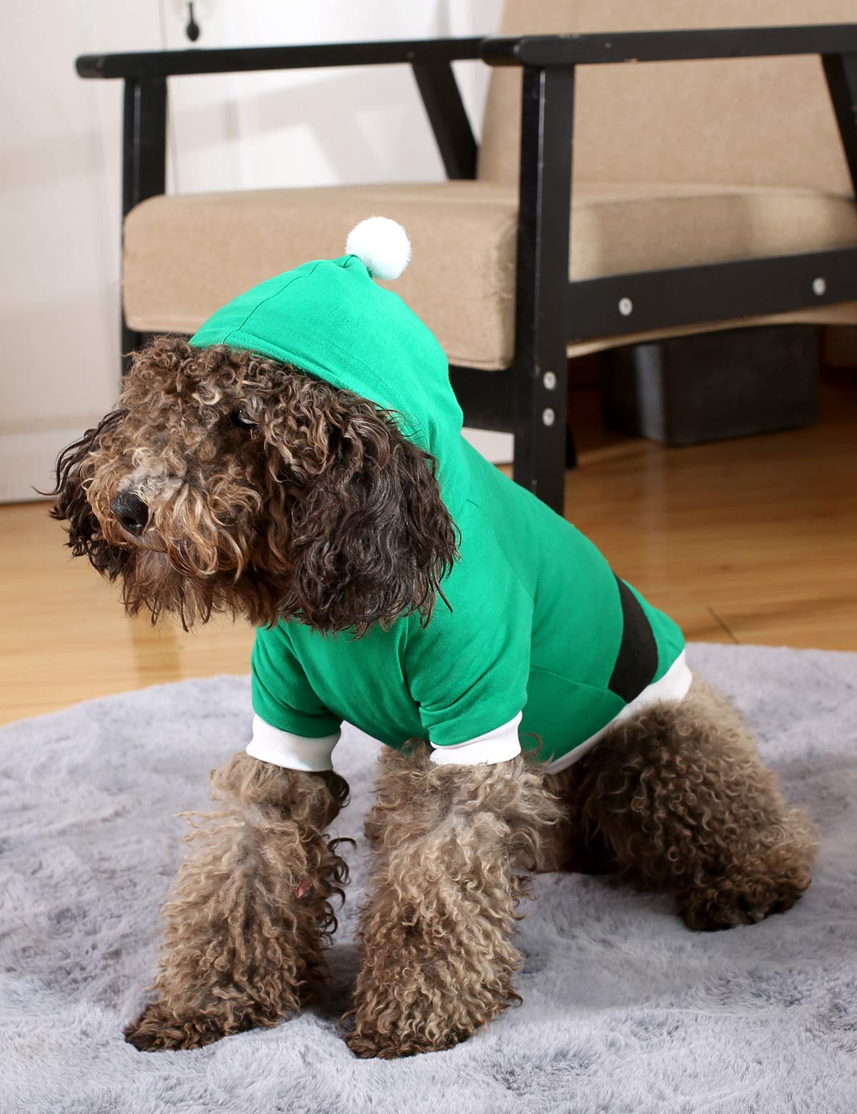 Coomour Christmas Hoodies Pet Elf Costume Clothes Cat Puppy Cute Xmas Shirts For Dogs Cats Merry Christmas Outfits (X-Small)