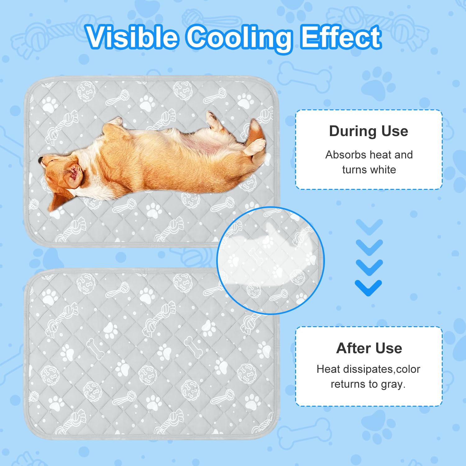 Mh Mylune Home Self Cooling Mat For Large Dog, 44   X32    Arc-Chill Cooling Fiber & Endothermic Color Changing Pet Cooling Pad,