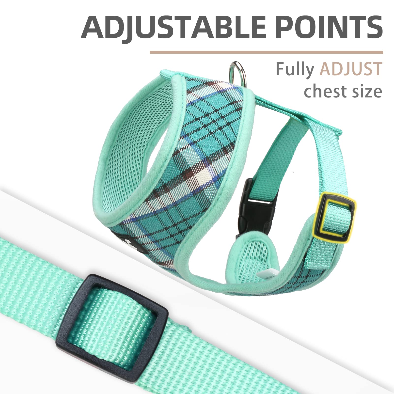 Pupteck Soft Mesh Dog Harness And Leash Set Pet Puppy Cat Comfort Padded Vest No Pull Harnesses, Green, L