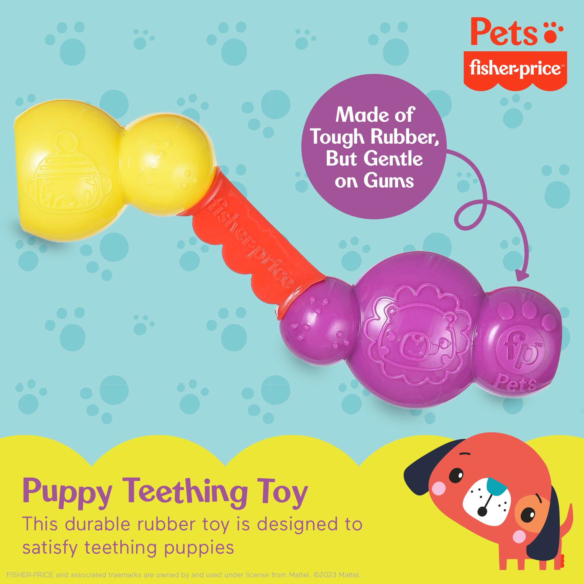 Fisher-Price for Pets ColorBites Flip Stick Multi-Function Puppy Teething Toy - Treat Hide Toy for Puppies - Fetch Dog Toy, Tug