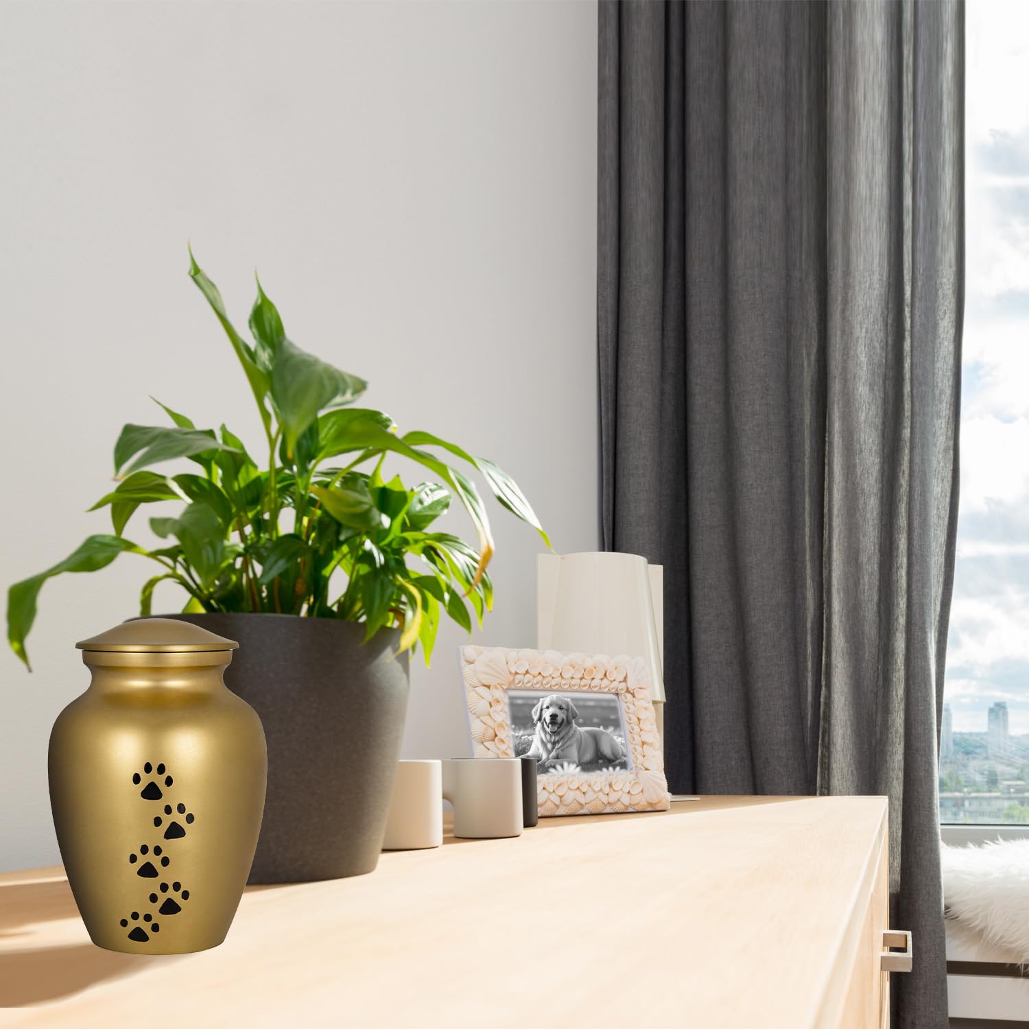 Trupoint Memorials Pet Urn For Dogs And Cats Ashes - A Loving Resting Place For Your Special Pet, Cat And Dog Urns For Ashes, Pet Cremation Urns – Gold, Small Pets Up To 17 Lbs