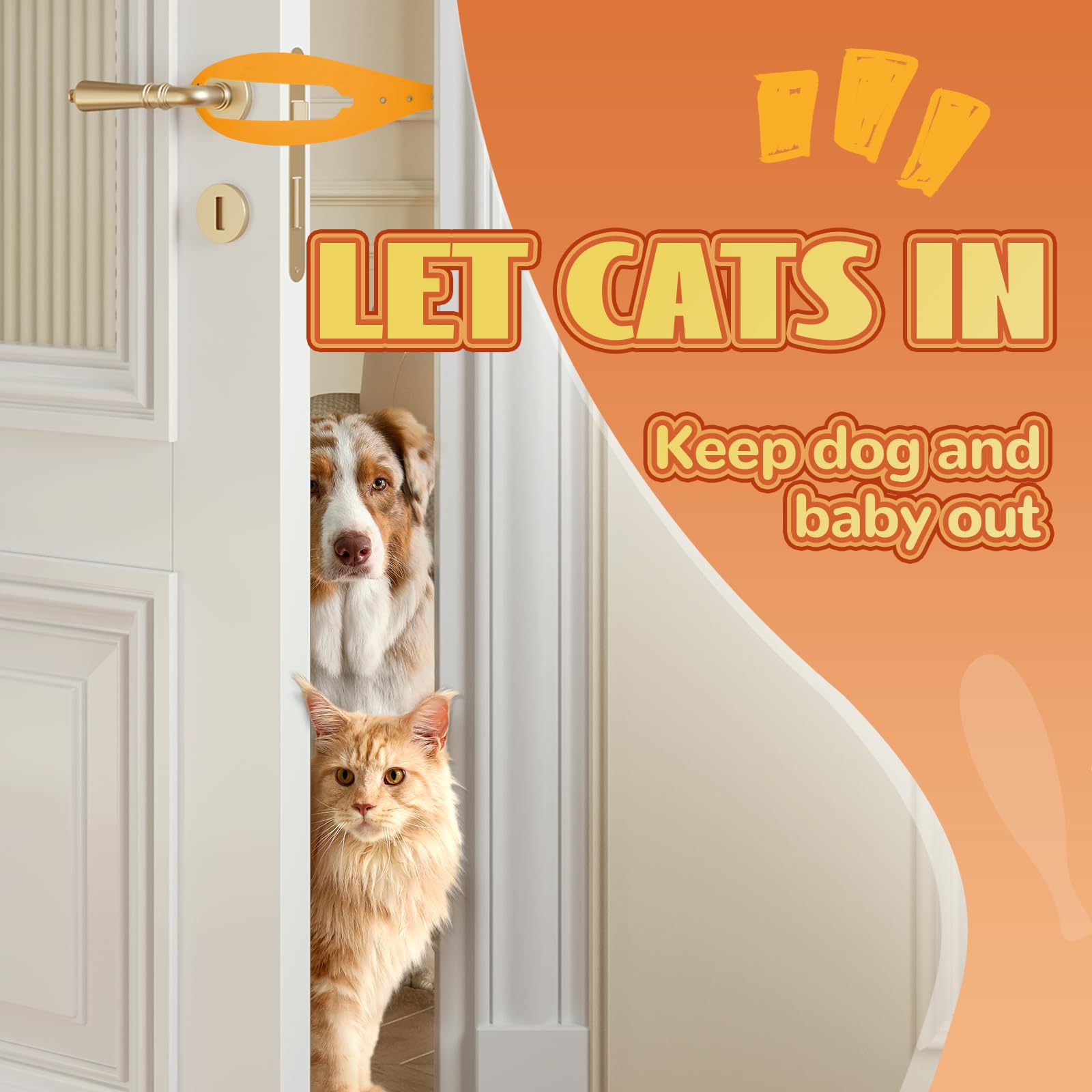 TGIOW Cat Door Latch, 1 Pcs Cat Door Stopper Pet Door Latch to Keep Dog Out of Litter Box and Food, Door Prop for Cat with 5 Adj