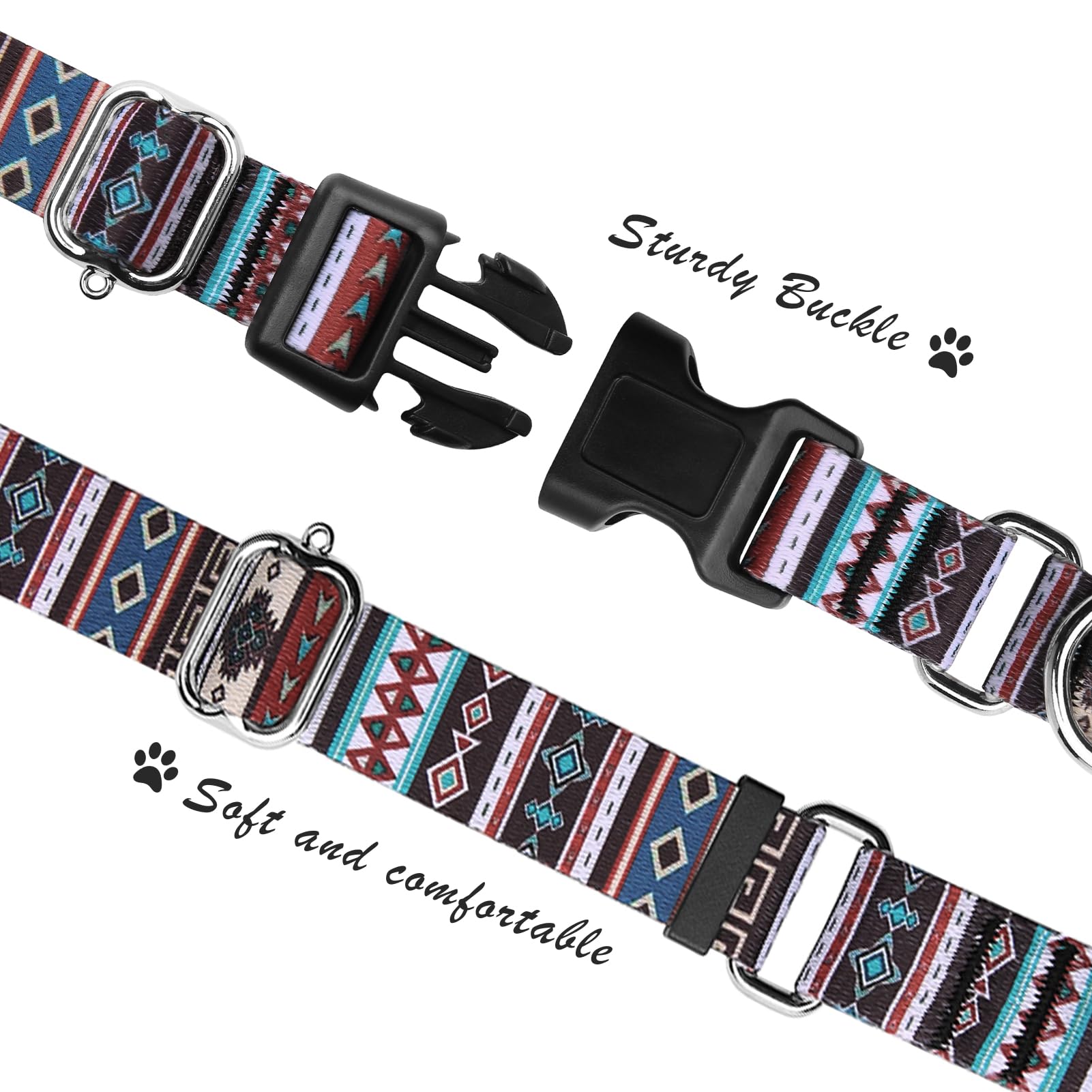 Hikiko Martingale Collar For Dogs With Bohemia Tribal Pattern Soft Nylon Strong Dog Collars For Small Medium Large Dogs Walking