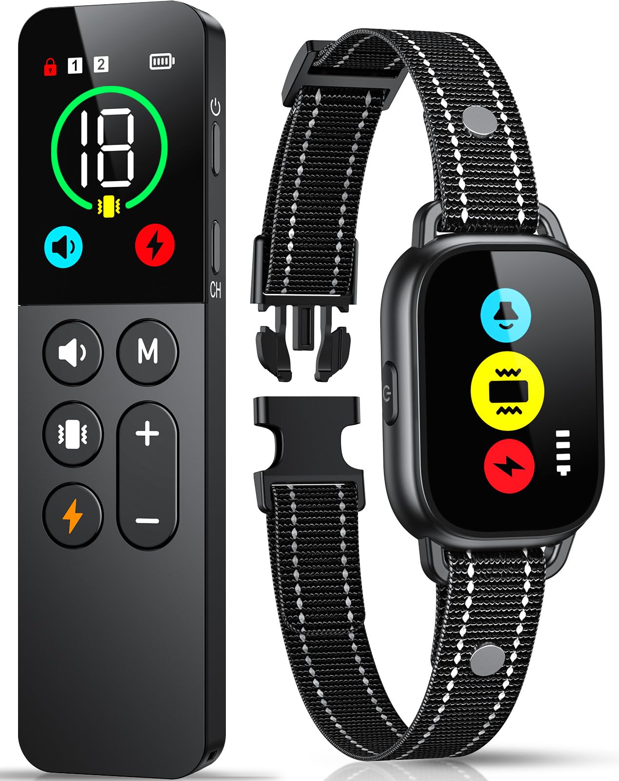 Dog Training Collar With Remote, Smart Dog Shock Collar With 3 Training Modes And Training Icons, Waterproof Electric Dog Shocke