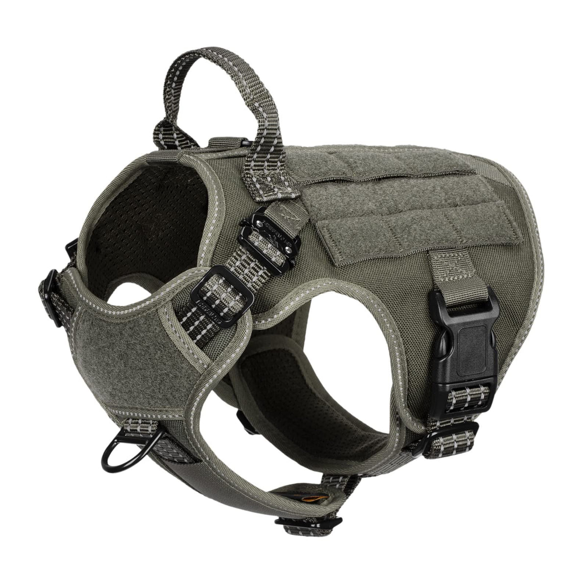 Icefang Tactical Dog Harness,2X Metal Buckle,Working Dog Molle Vest With Handle,No Pulling Front Leash Clip,Hook And Loop Panel 