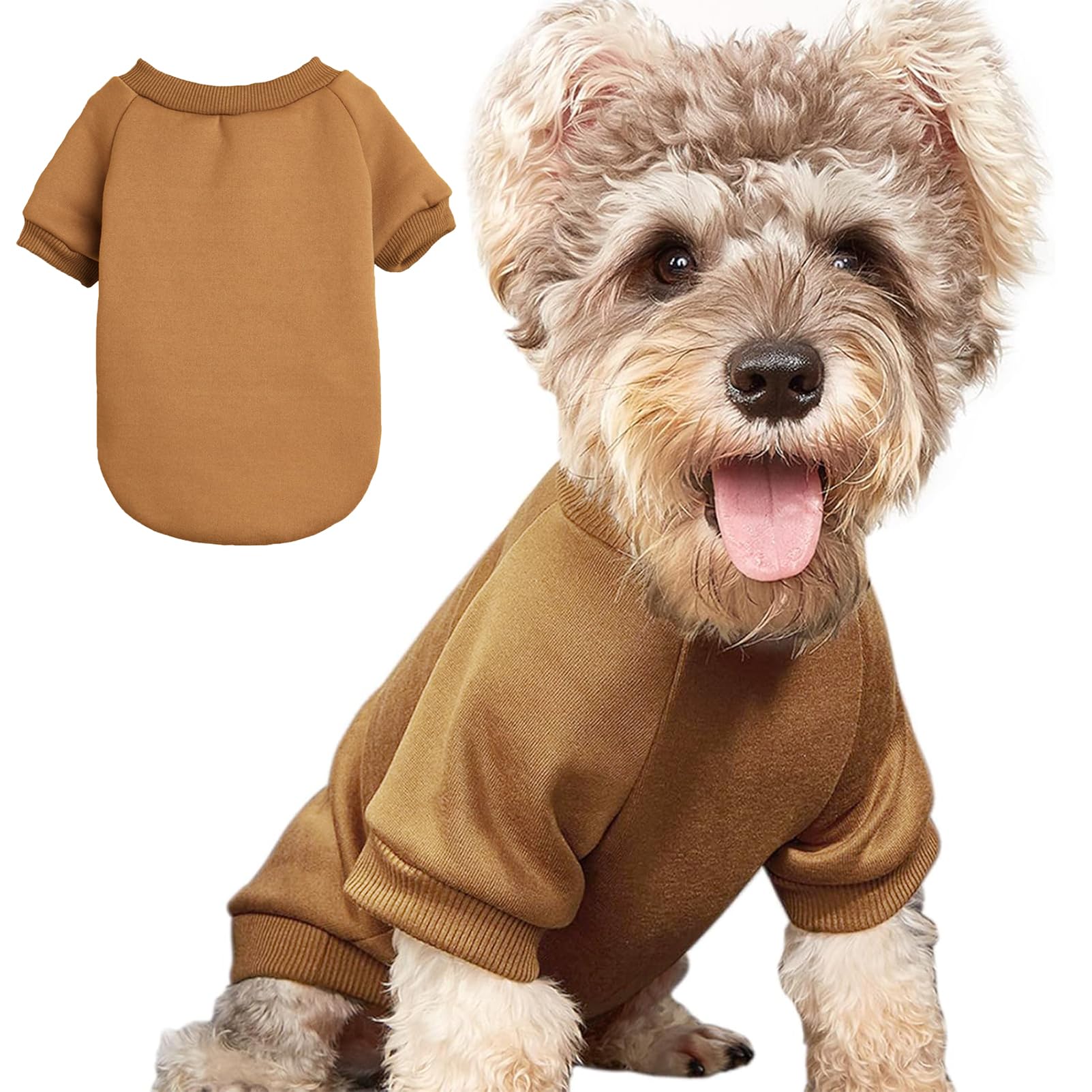 Jouhoi Puppy Sweater For Small Dogs Clothes Warm Winter Cat Clothe Pet Sweatshirt Knitwear Doggie Kitten Clothing, Coffee, Xx-Sm