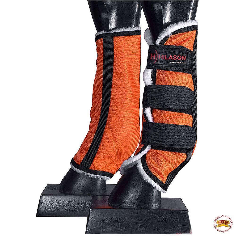 HILASON Western Horse Fly Boots W/Fleece Uv Protection Insects Orange